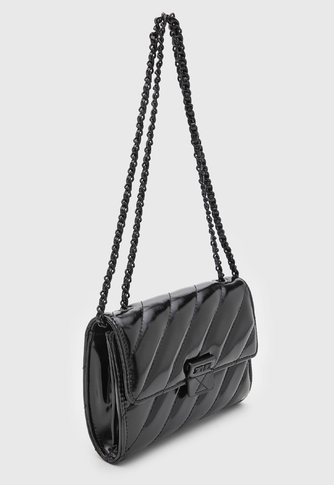 Vista 2 Bolsa Feminina Santa Lolla Pequena Detalhe Acolchoado Preta Santa Lolla preto