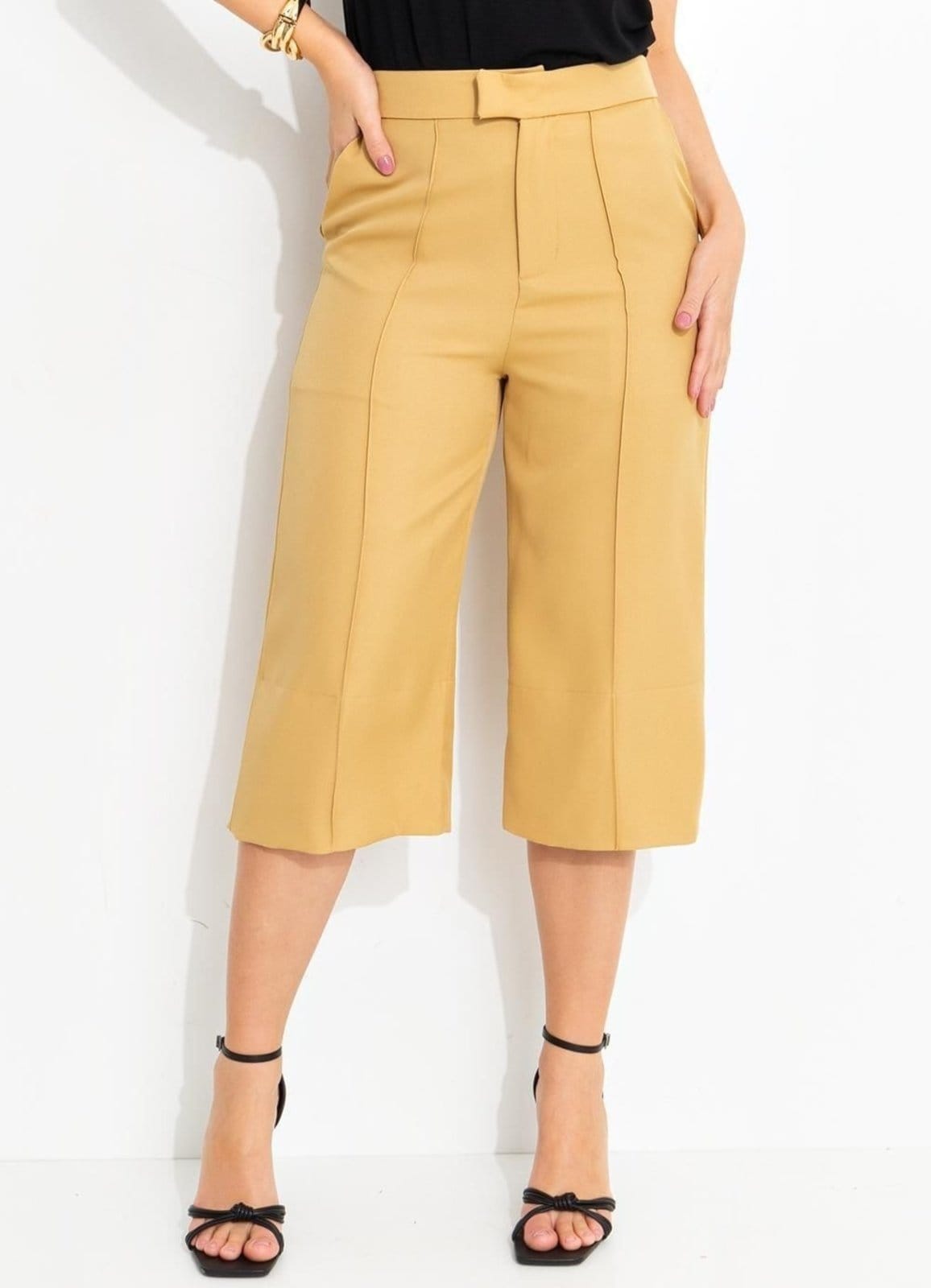 Vista principal Jorts Alfaiataria Caramelo Colorido Quintess bege