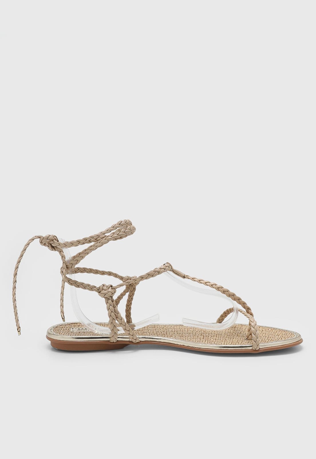 Vista 2 Rasteira Feminina Santa Lolla Trançada Amarração Santa Lolla bege