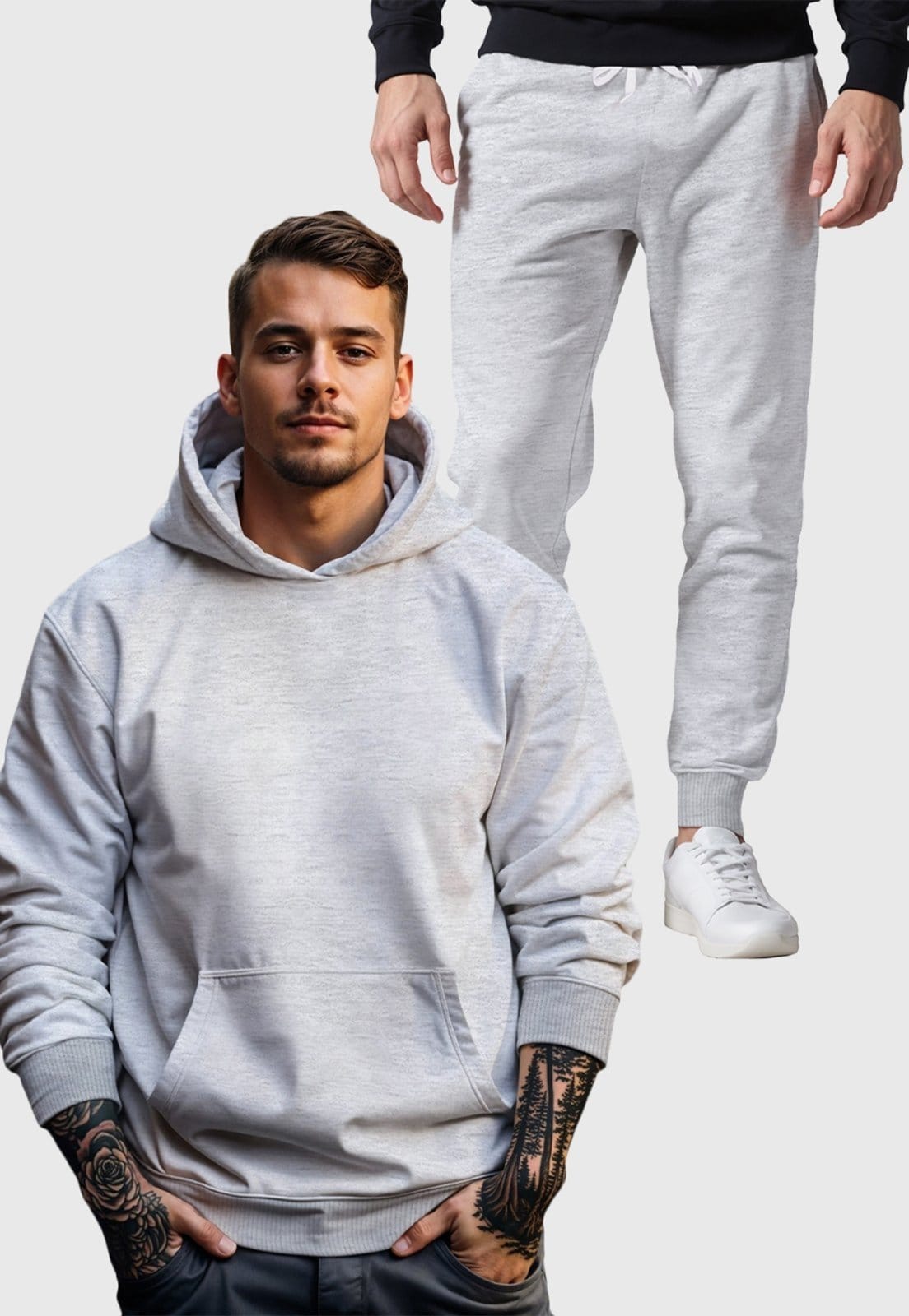 Conjunto Blusa e Calça Moletom Liso Masculino Benellys Claro