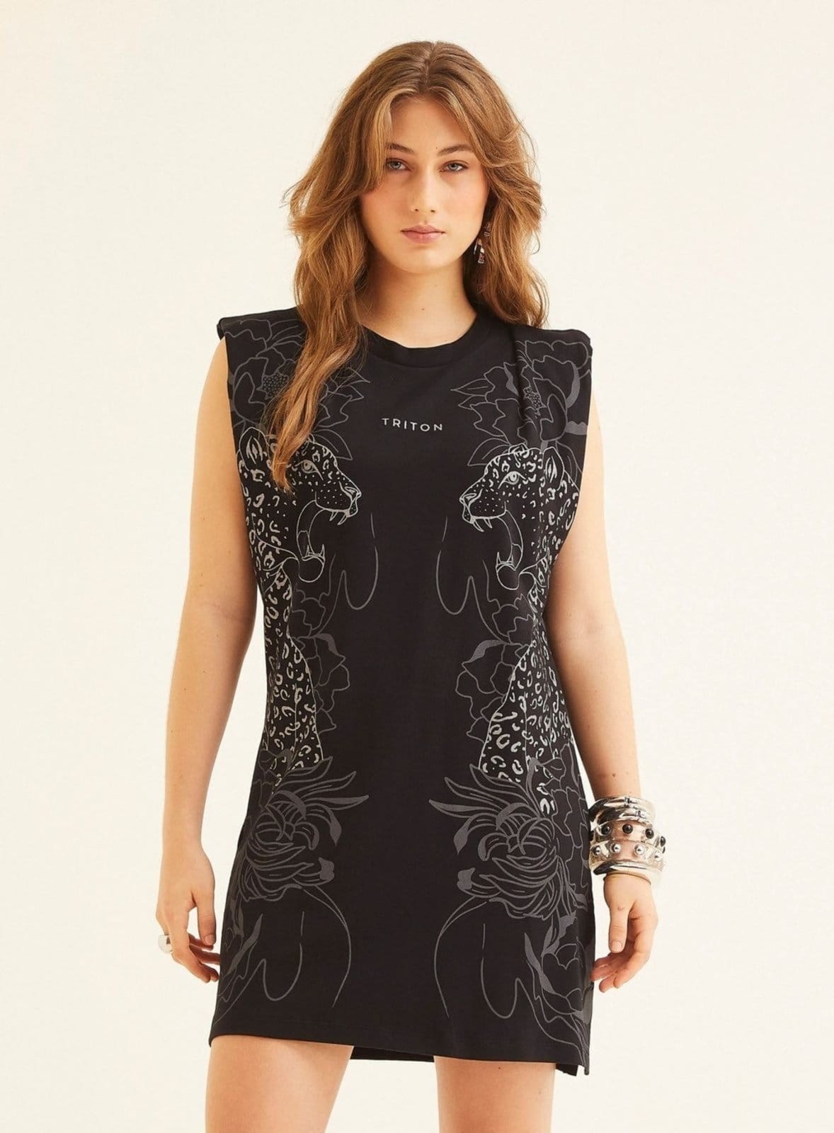 Vista principal Vestido Estampado Triton Triton preto