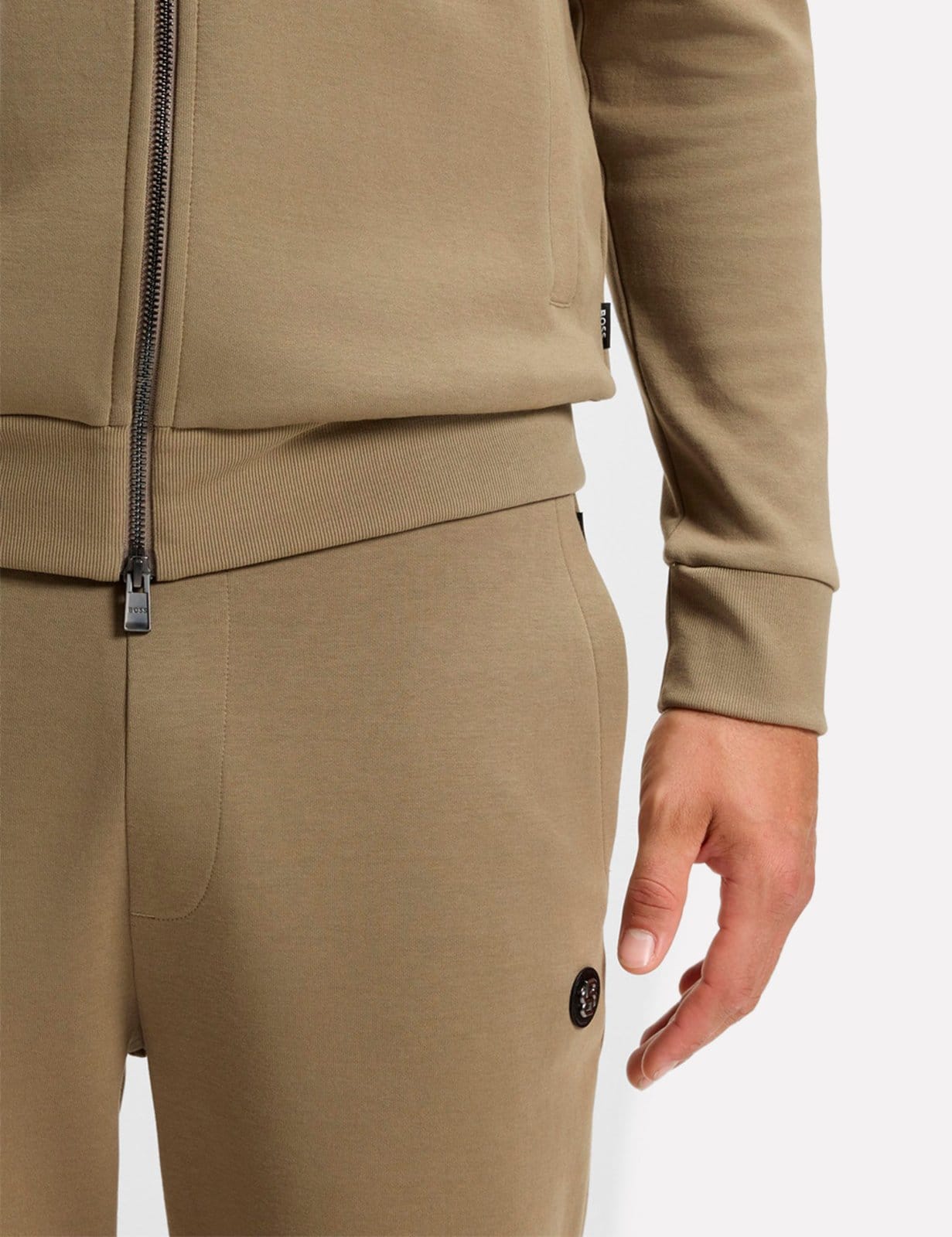 Vista 2 Calça Hugo Boss Masculina Moletom Regular C-Locsin 01 Escuro Hugo Boss cáqui