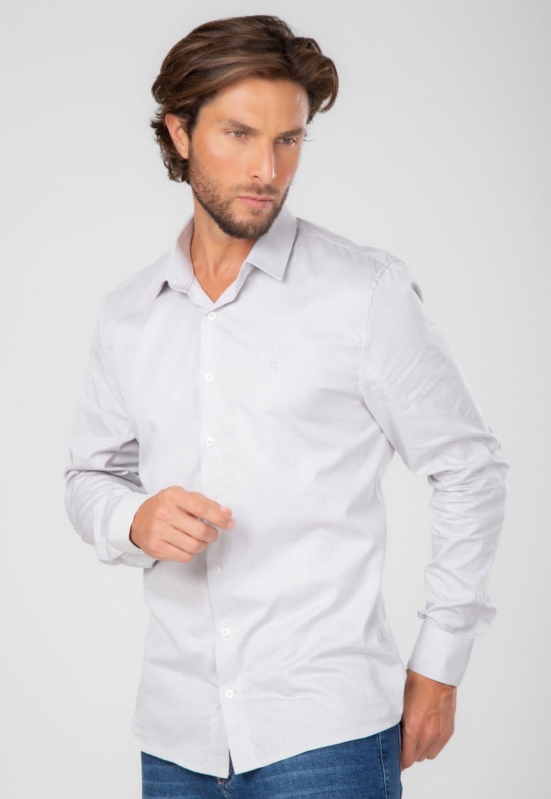 Camisa Traymon Slim Manga Longa Areia - 2