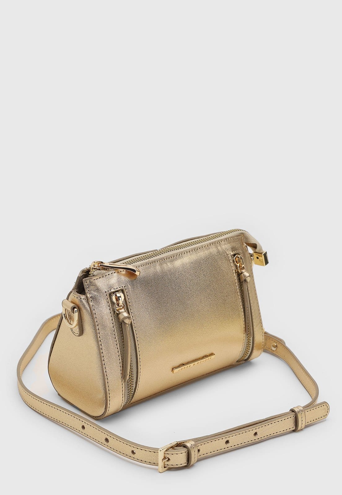 Vista 2 Bolsa Tiracolo Jorge Bischoff Metalizada Dourada Jorge Bischoff dourado