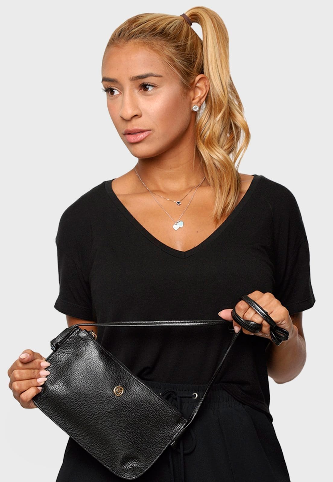 Bolsa Transversal Couro Mariart 201MRT Preta