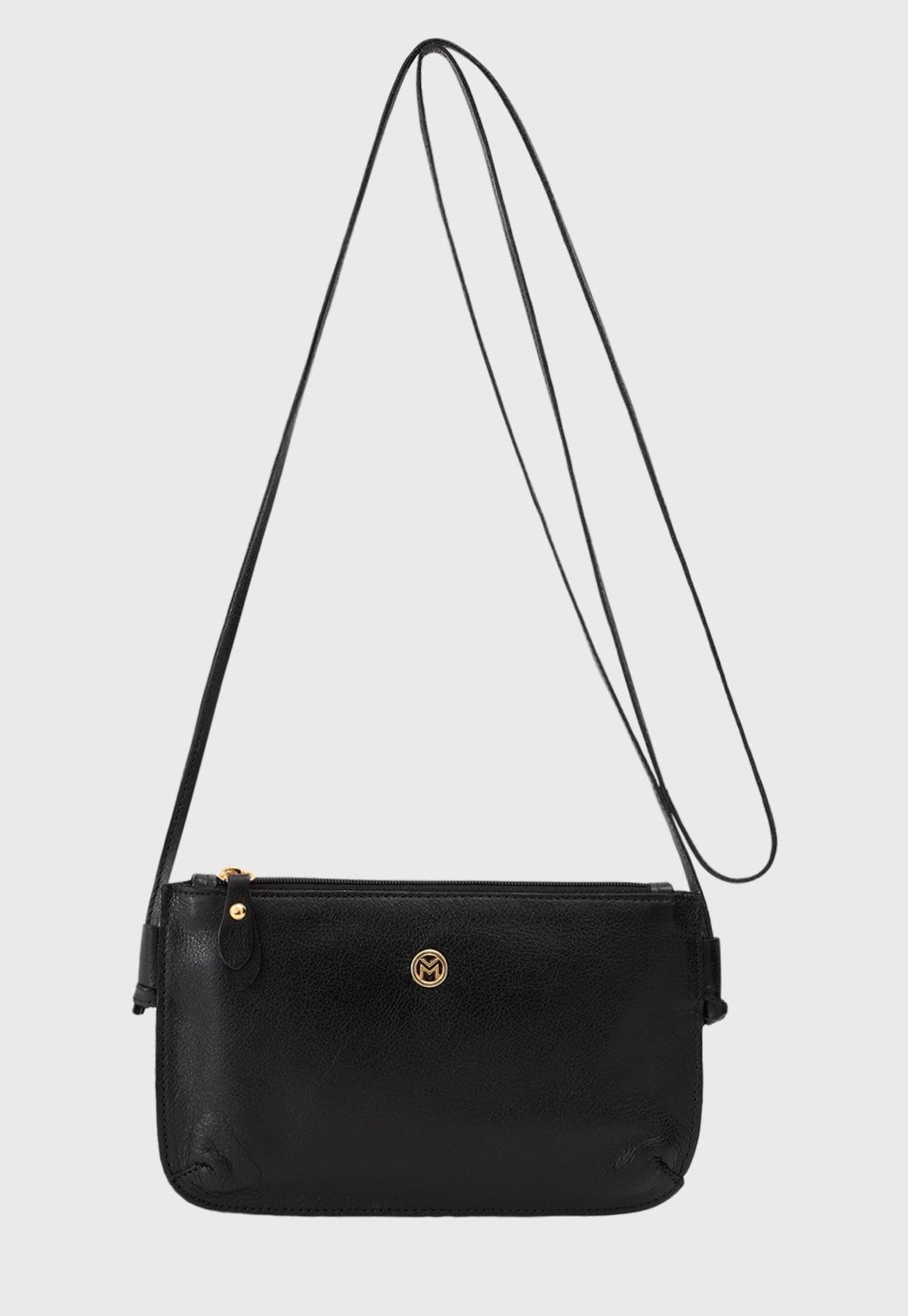 Vista 2 Bolsa Transversal Couro Mariart 201MRT Preta Mariart preto
