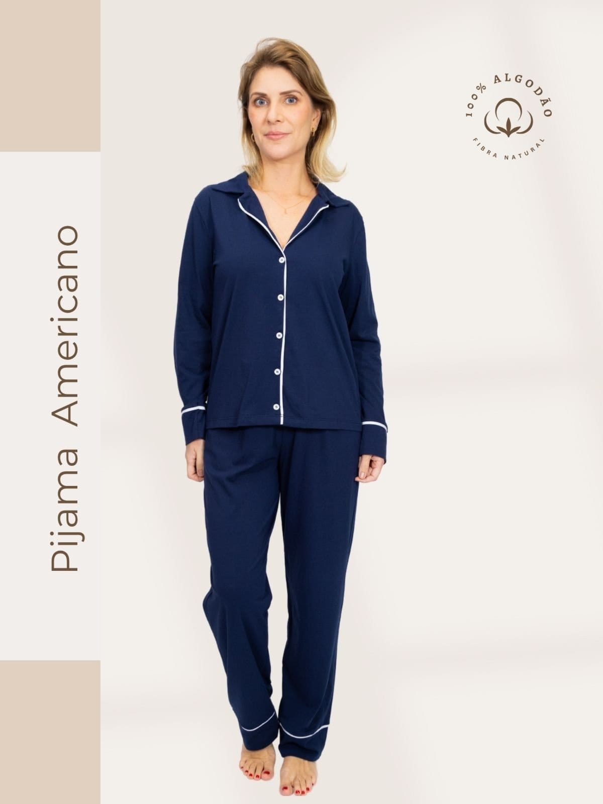 Pijama Algodão Feminino Americano Longo Fernanda