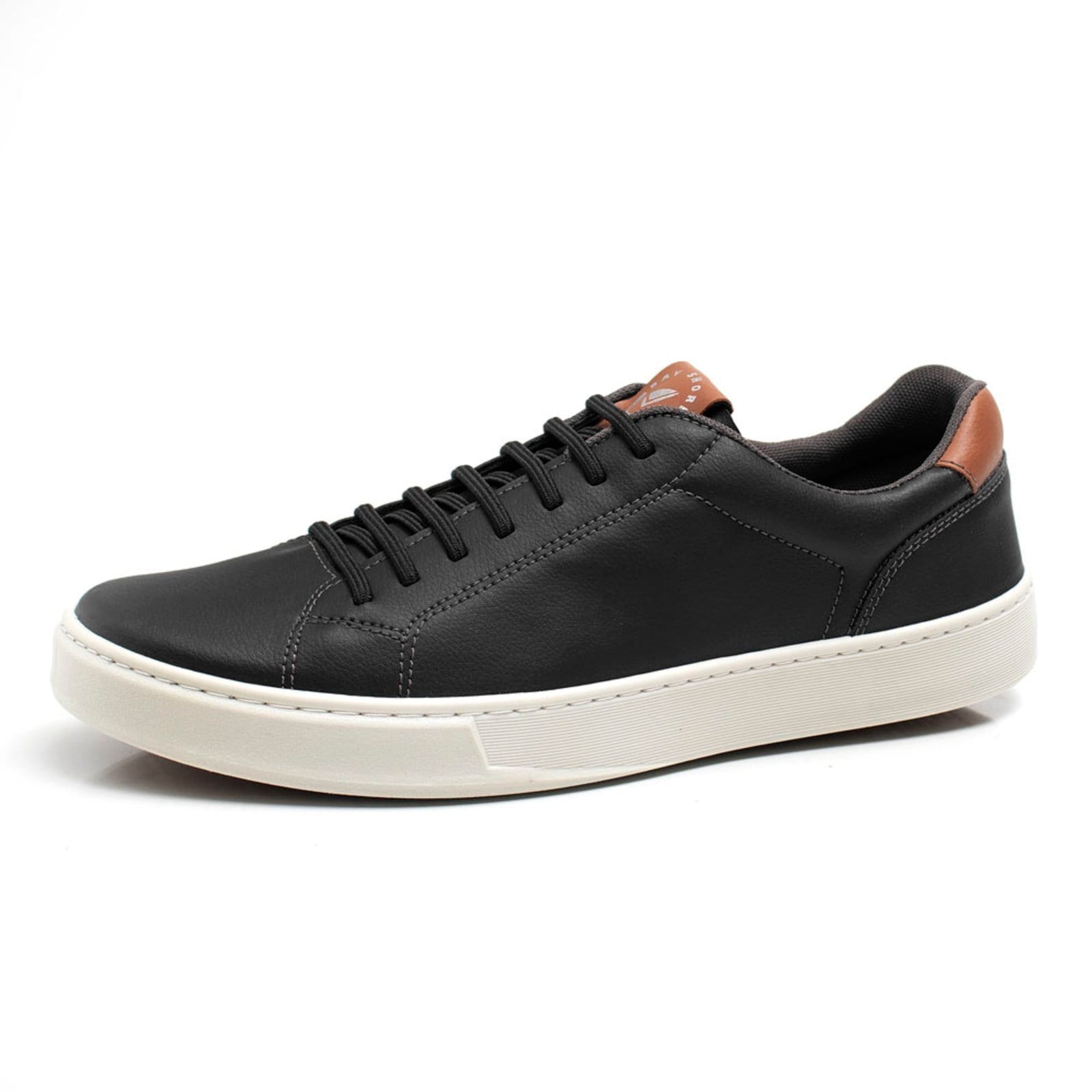 Vista 2 Tenis Casual Masculino Com Carteira Bredeni Sapatenis De Amarrar Confortavel BREDENI preto