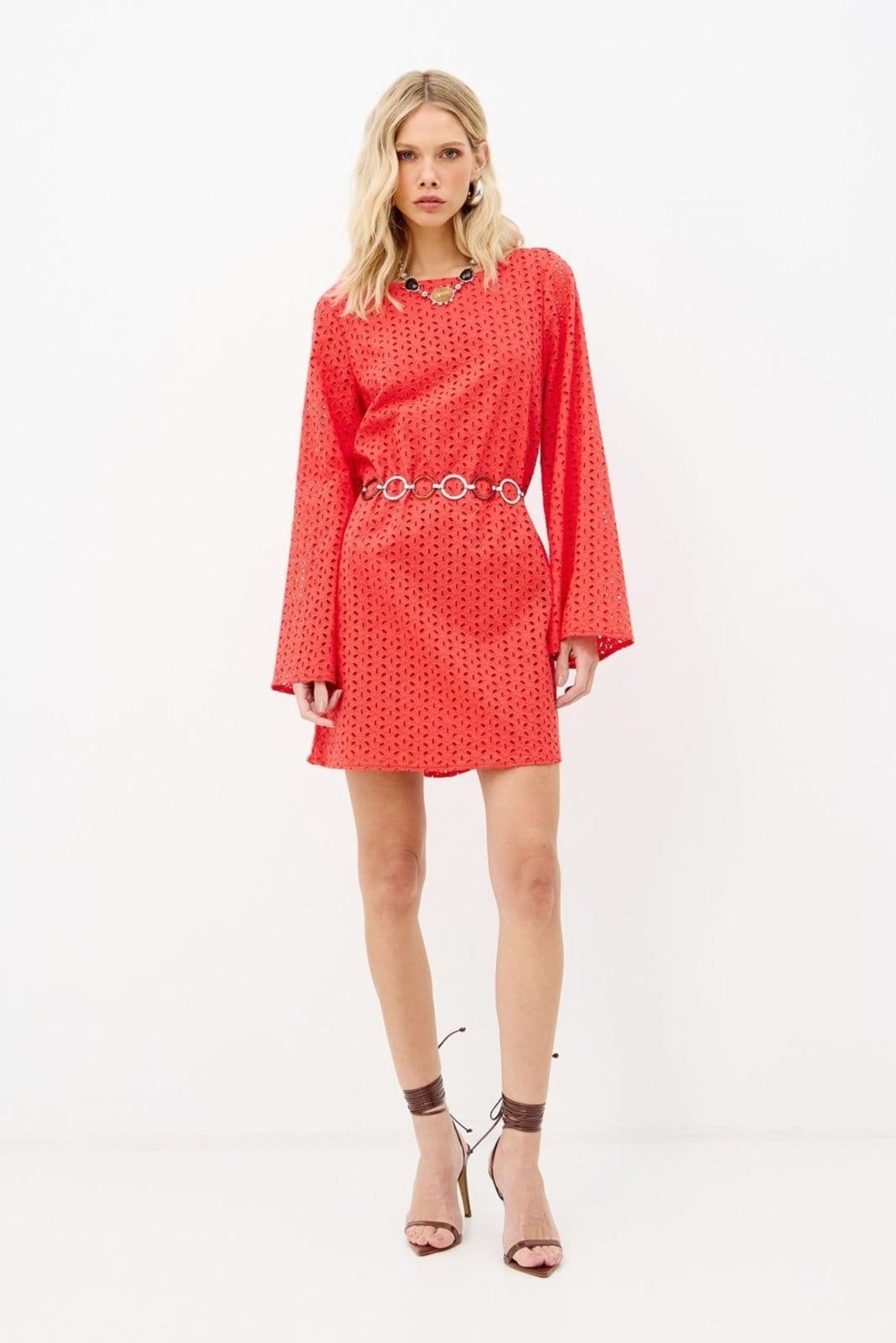 Vista principal Vestido Laise Amplo Feminino Inblanche vermelho