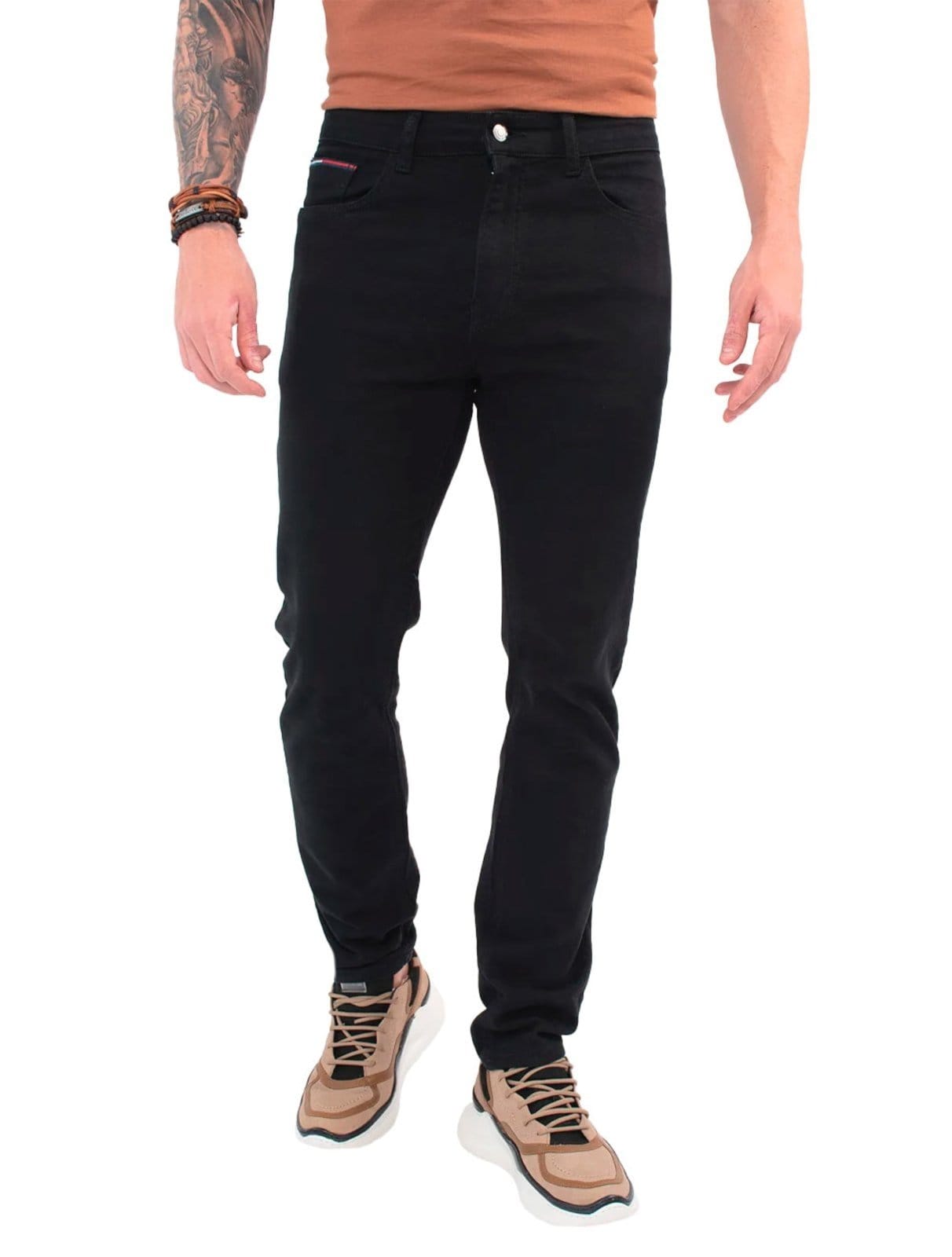 Vista principal Calça Tommy Hilfiger Masculina Slim Scanton Preta Tommy Hilfiger preto