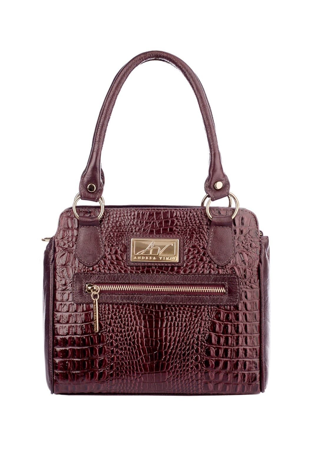 Bolsa de couro croco Amélia - Marsala