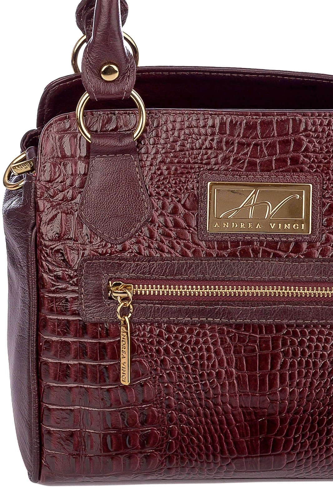 Vista 2 Bolsa de couro croco Amélia - Marsala Andrea Vinci caramelo