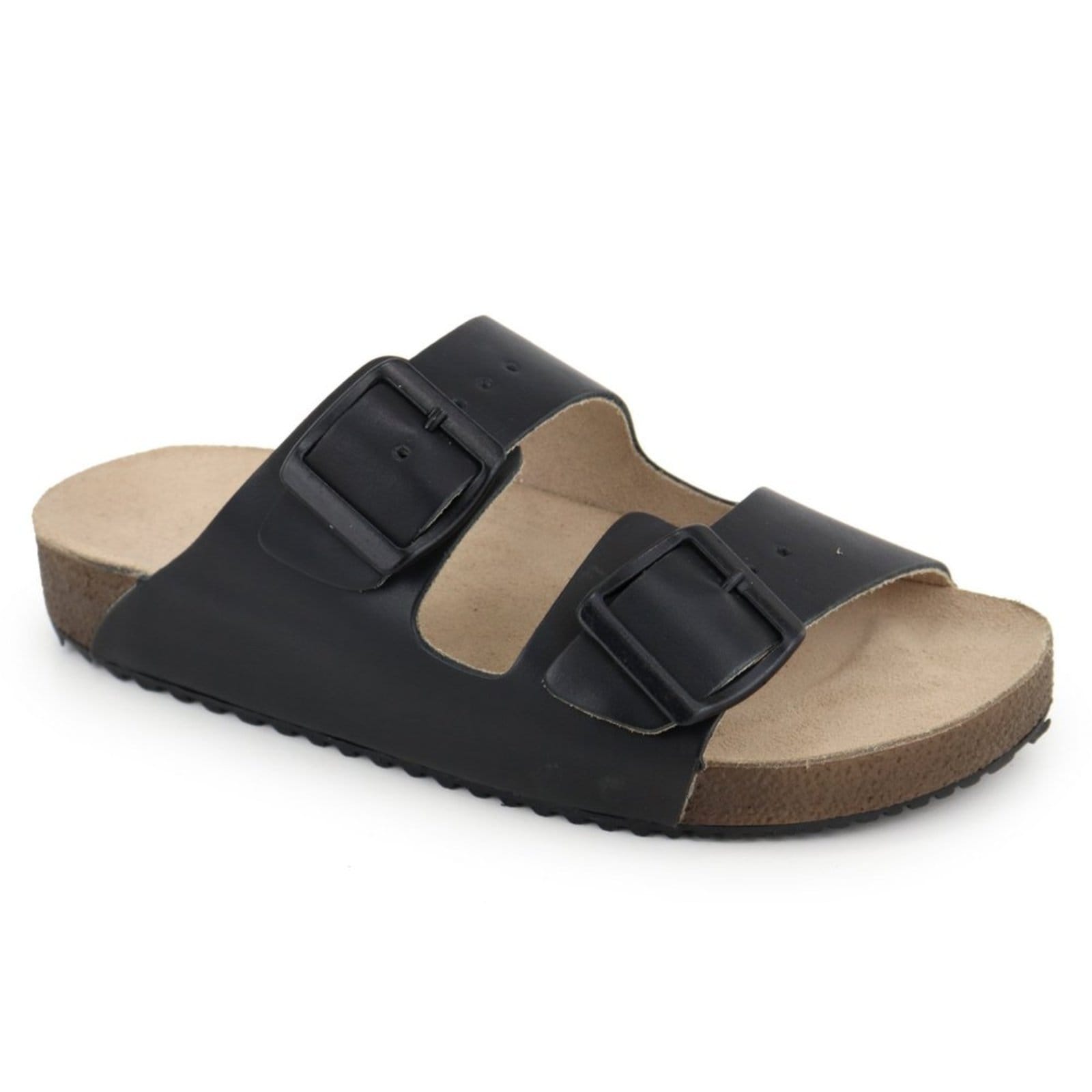 Vista 2 Rasteira Papete Feminina em Couro Acolchoada Maria Paula MARIA PAULA preto