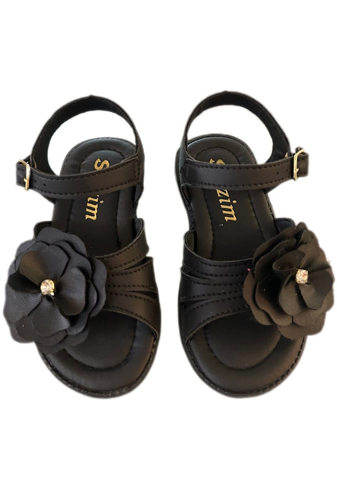 Vista 2 Infantil - Sandália menina infanil Solzim aranha flor Preta SOLZIM CALÇADOS preto
