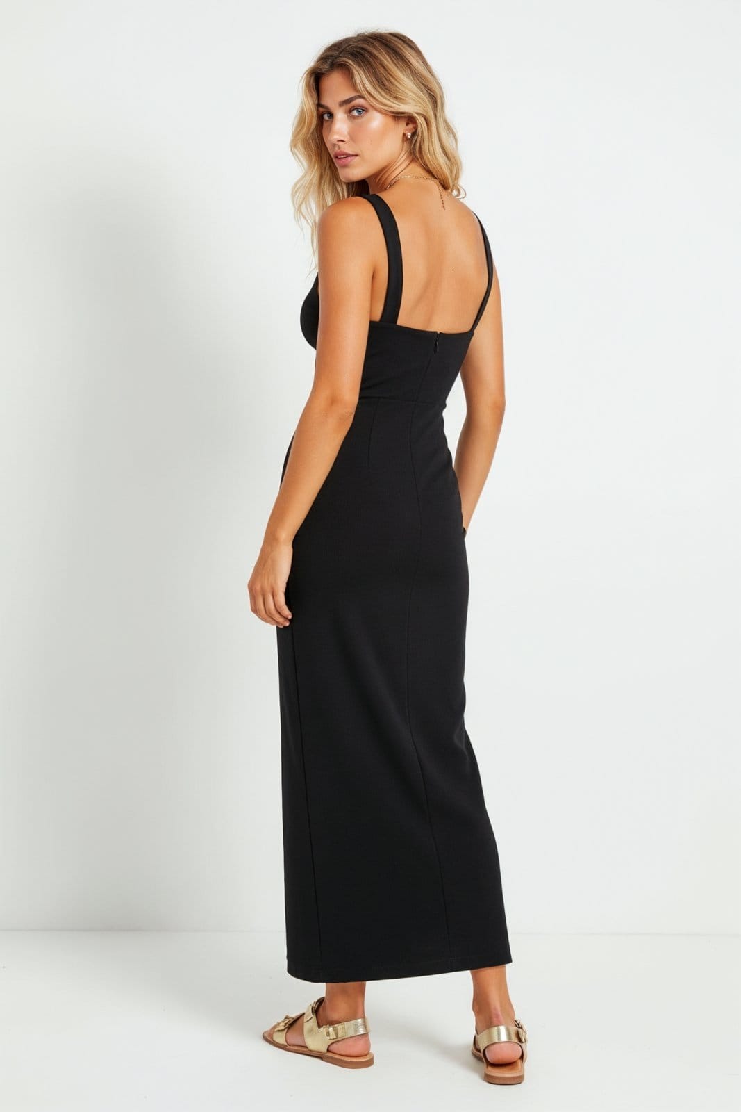 Vista 2 Vestido Midi Com Fenda Traymon G Traymon preto