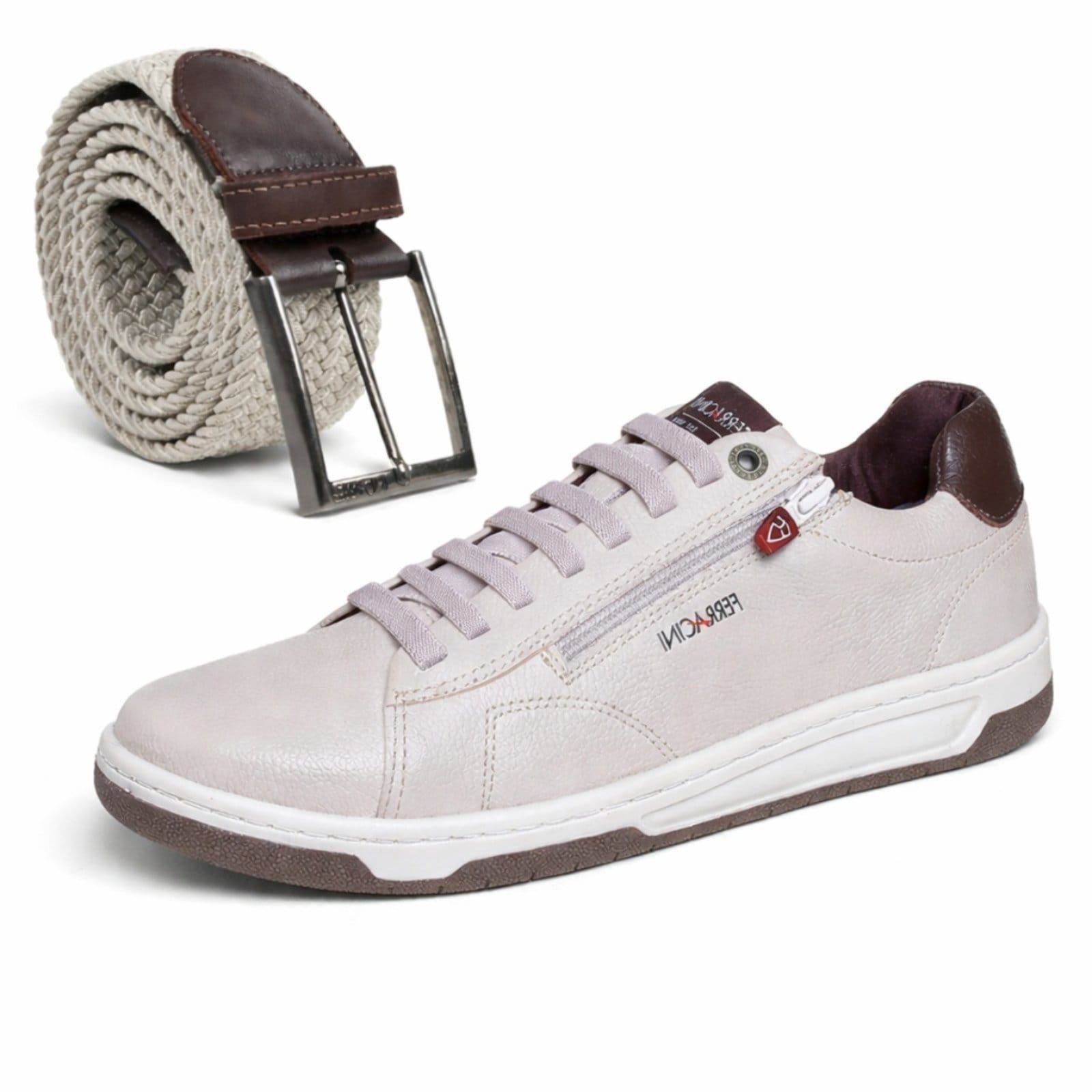 Kit Sapatênis Masculino Casual + Cinto Tecido Têxtil Premium