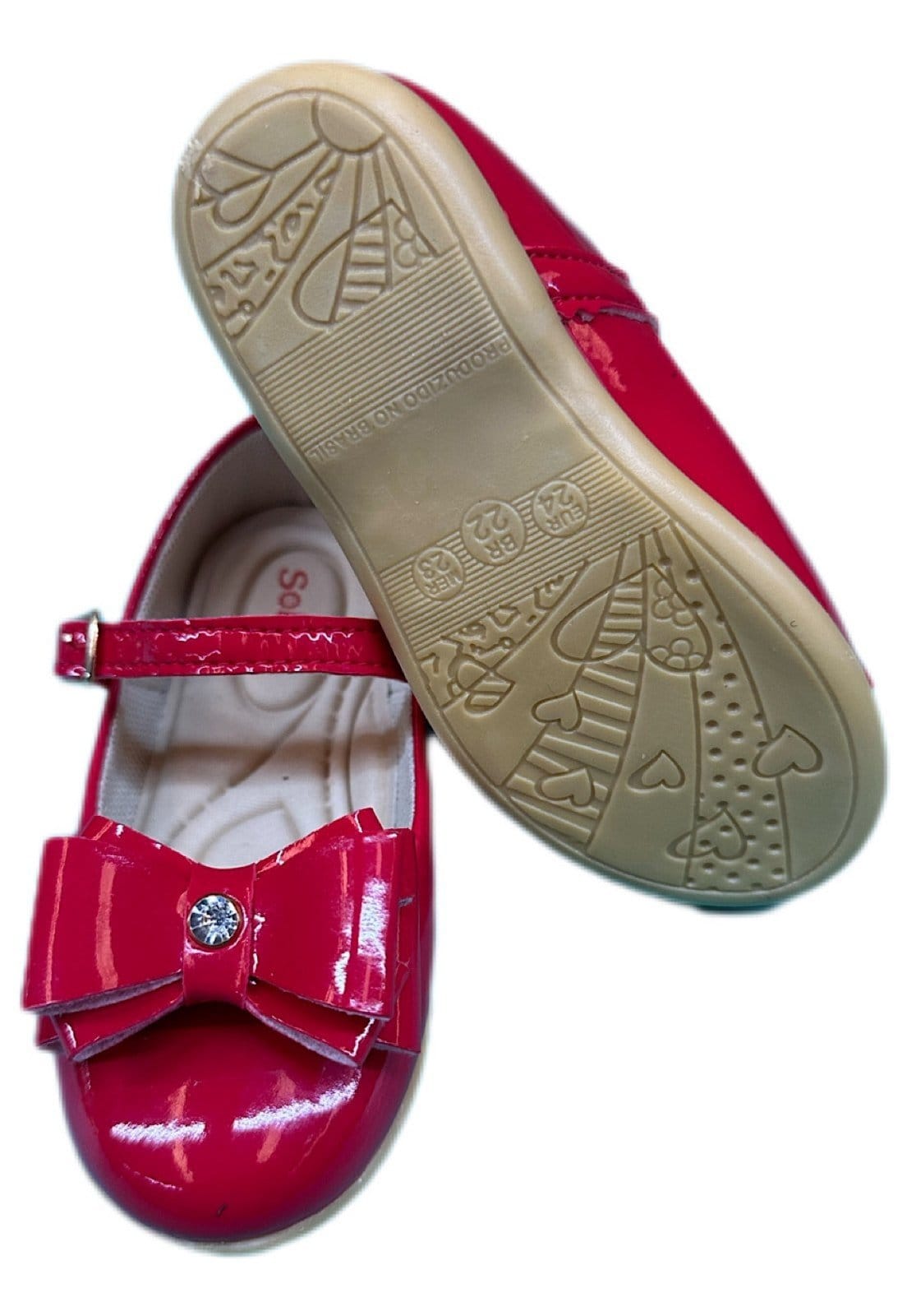 Vista 2 Infantil - Sapatilha Rasteira Verniz Solzim Laço na Frente Vermelha SOLZIM CALÇADOS vermelho