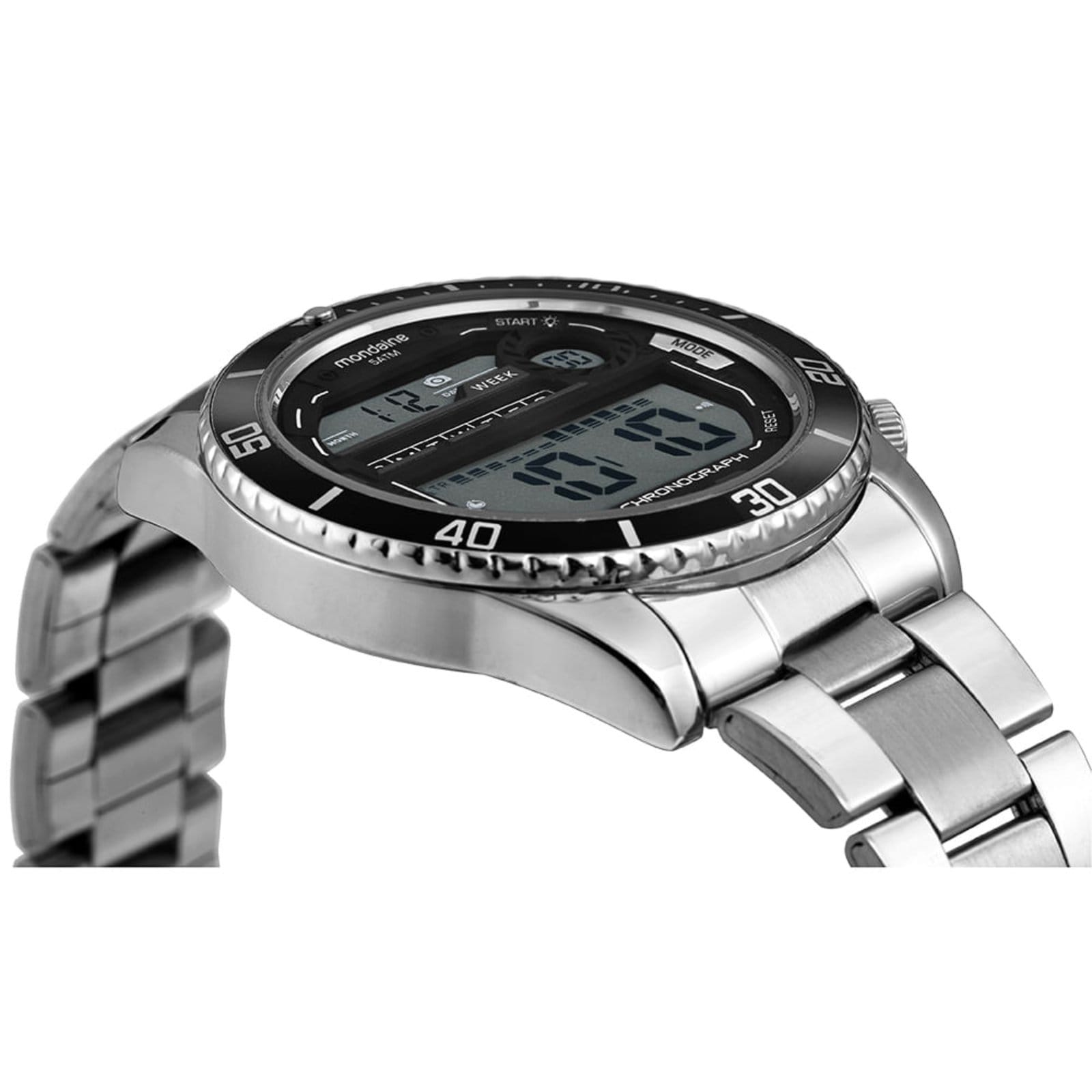 Vista 2 Relógio Masculino Digital Com Alarme Cronógrafo Mondaine prata