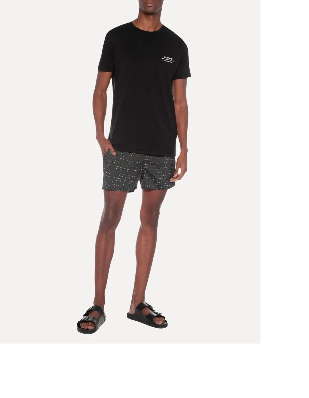 Vista 2 Short Calvin Klein Swimwear Masculino D Água Wave Dots Chumbo Calvin Klein cinza