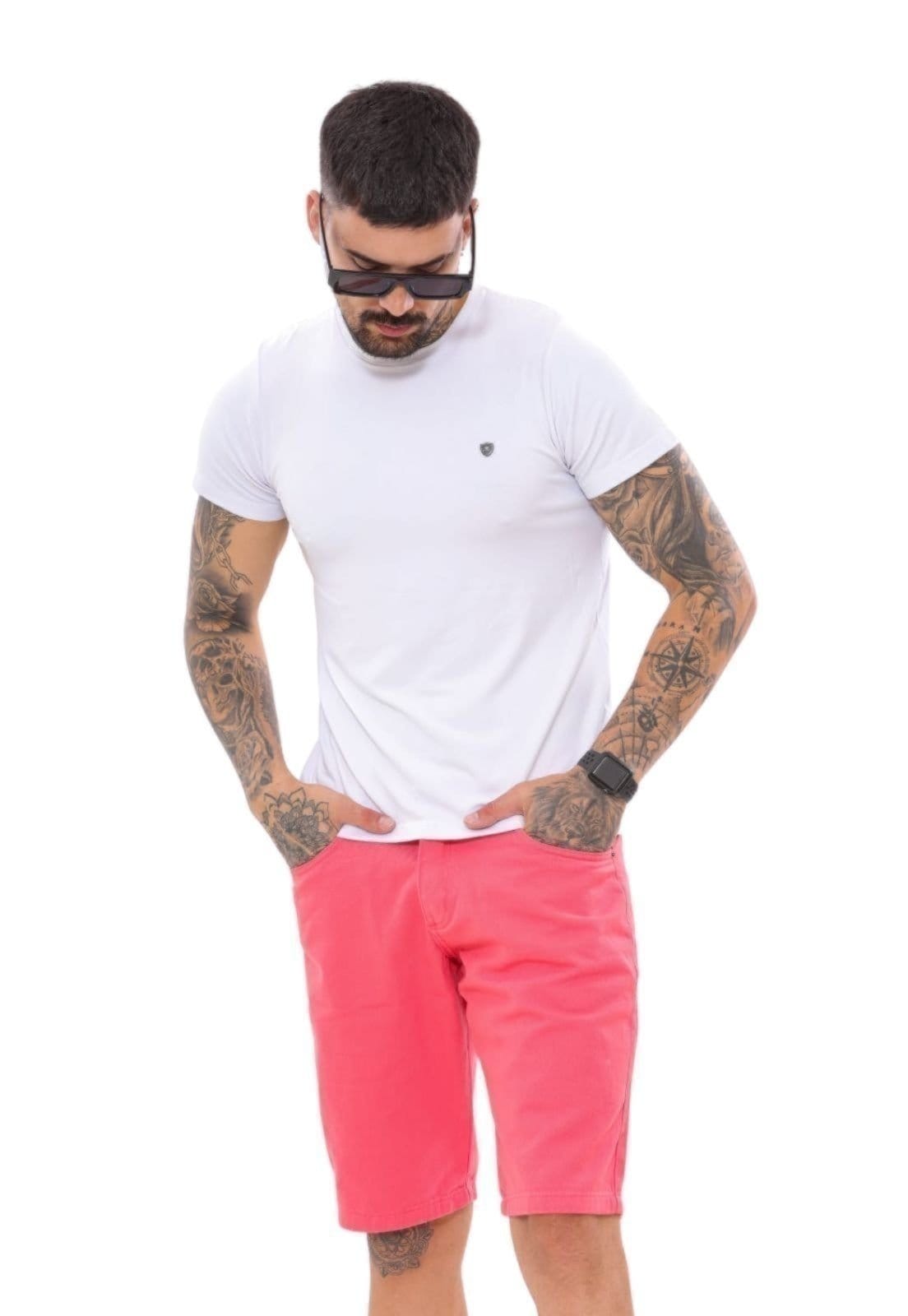 Vista 2 Bermuda Masculina Alleppo Jeans Veneza Cores Verão Alleppo Jeans rosa