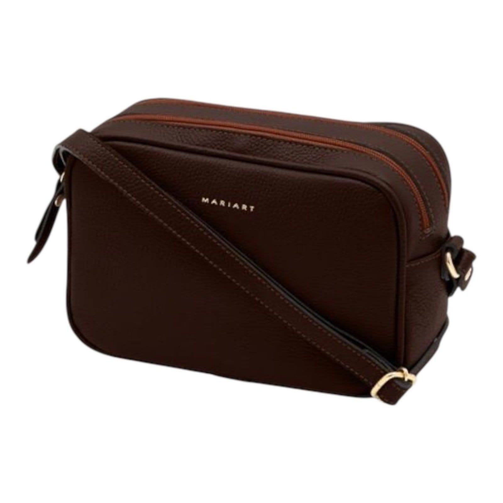 Bolsa Feminina Transversal Couro Mariart Cajuína Chocolate