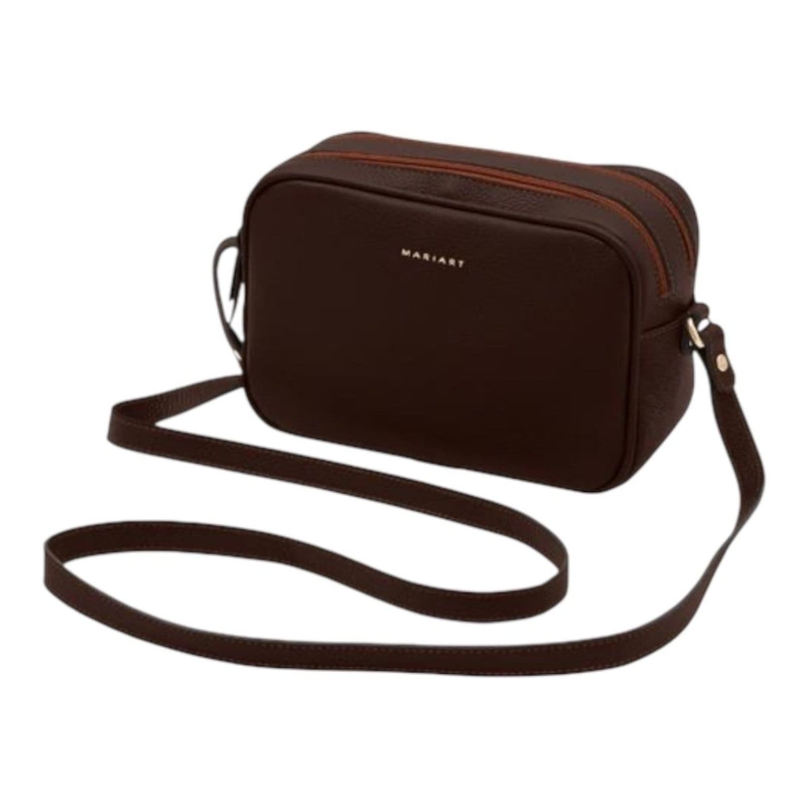 Vista 2 Bolsa Feminina Transversal Couro Mariart Cajuína Chocolate Mariart marrom