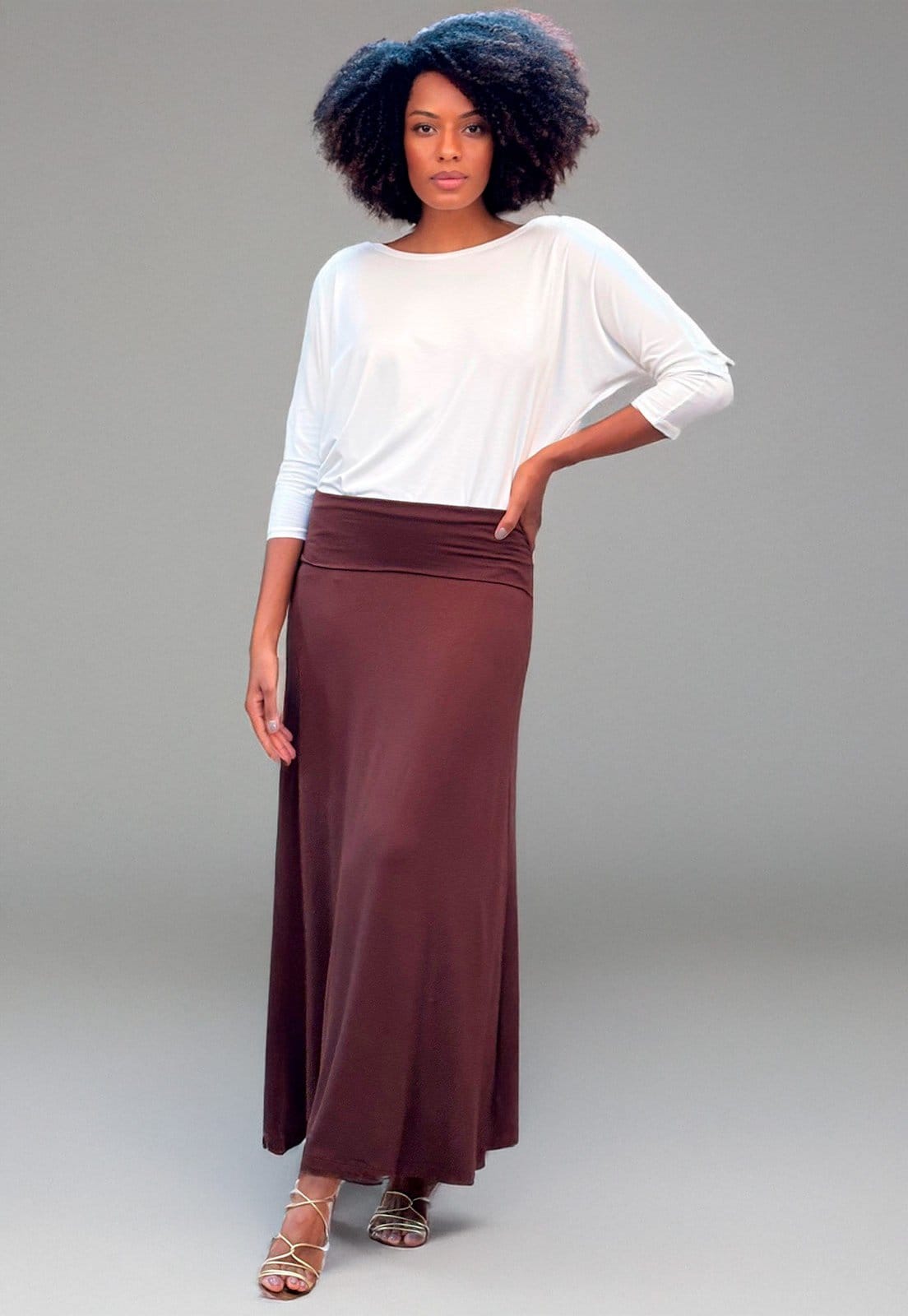 Vista 2 Saia Amazonia Vital Longa Malha SAZ Amazonia Vital marrom