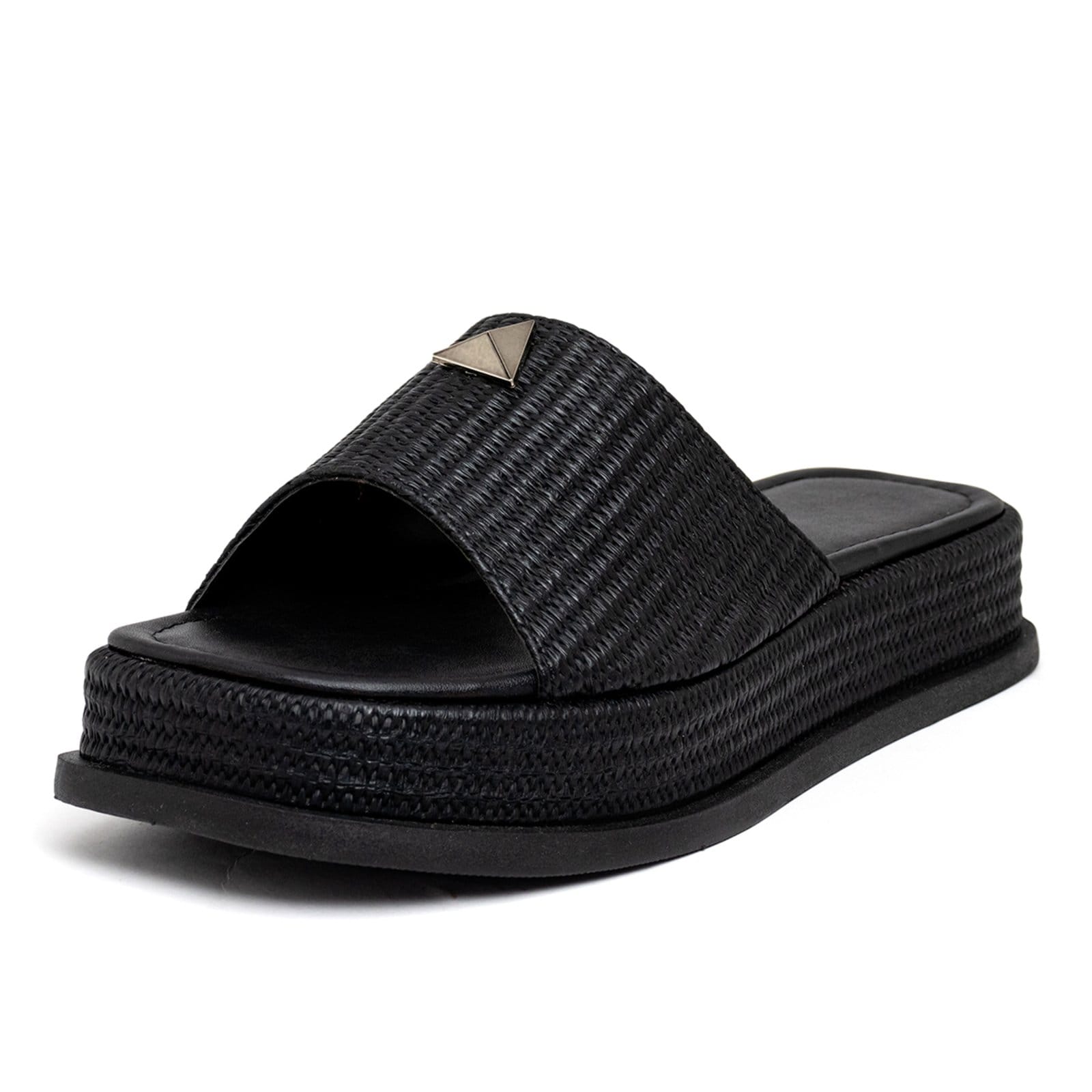 Tamanco Feminino Flatform Plataforma 23413 Rafia Preta - 2