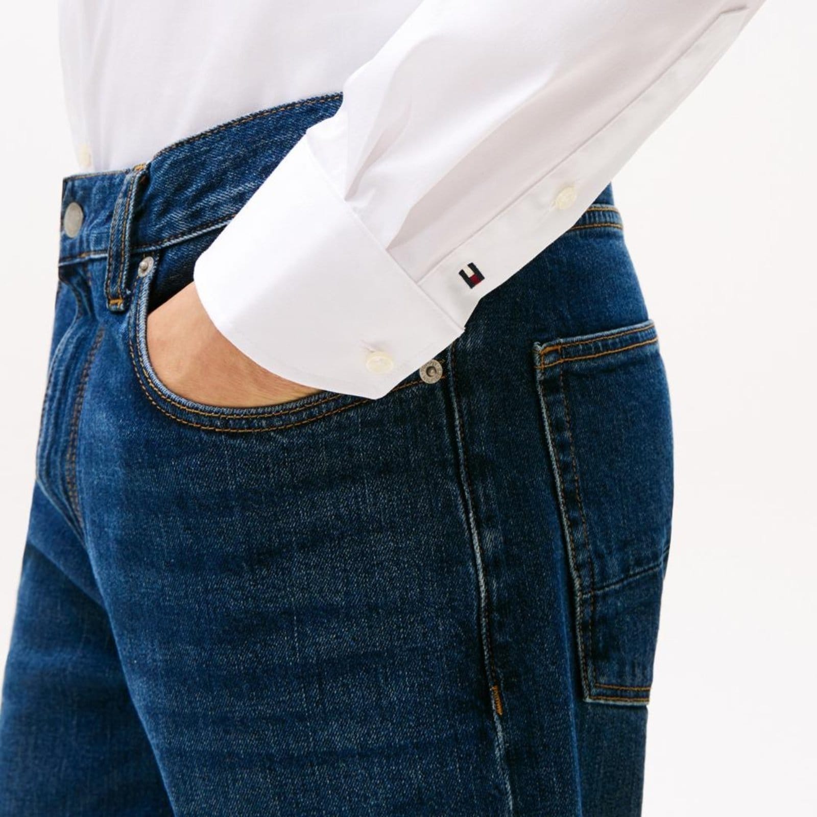 Vista 2 Camisa Sólida Flex Regular Fit - EEG Tommy Hilfiger branco