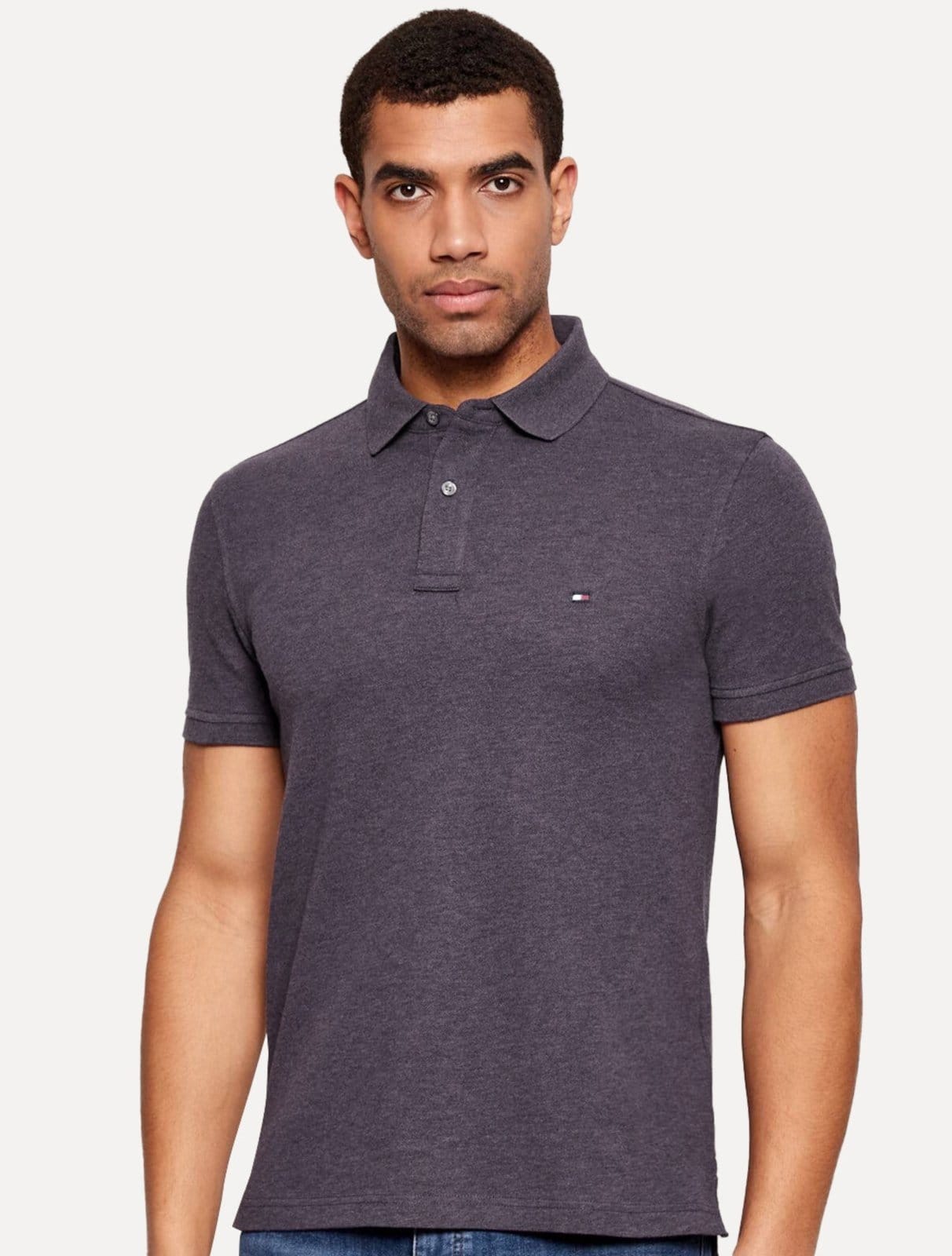 Vista principal Polo Tommy Hilfiger Masculina Regular Piquet 1985 Medio Mescla Tommy Hilfiger vinho