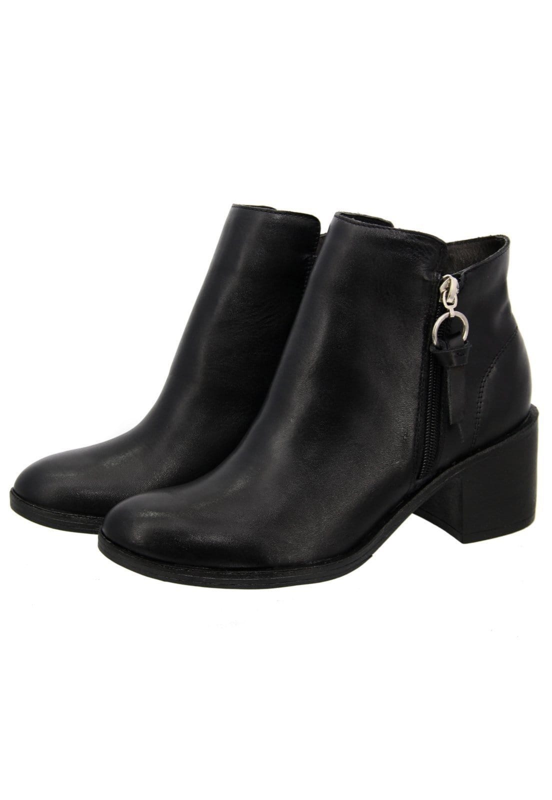 Vista principal Bota em Couro Fashion Maria Paula Cano Curto Preta MARIA PAULA preto