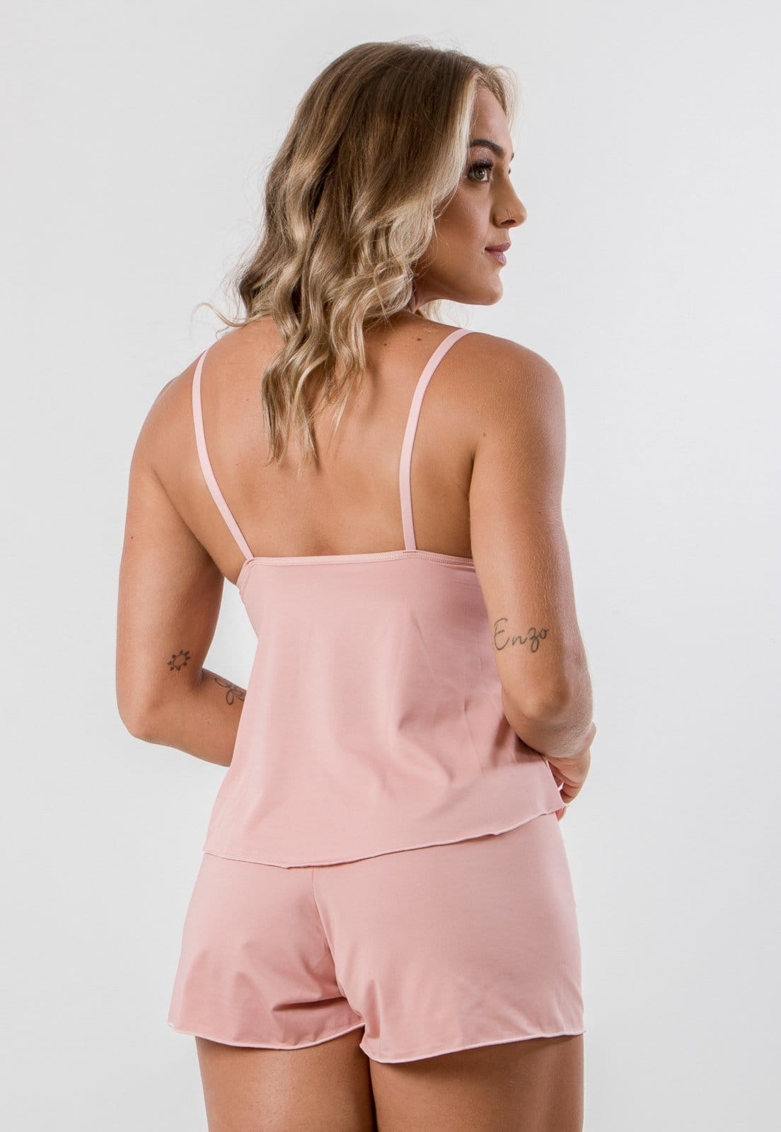 Vista 2 Baby Doll Diluxo Rendado Diluxo rosa