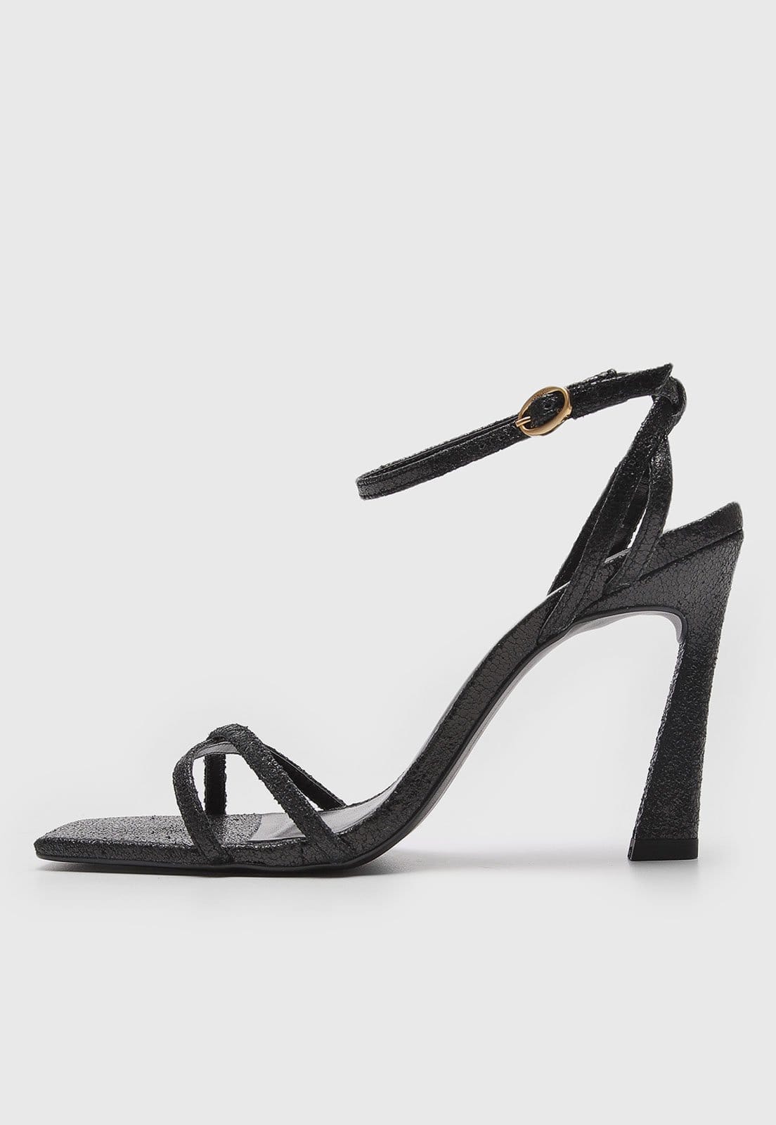 Sandália Lança Perfume Metalizada Preta