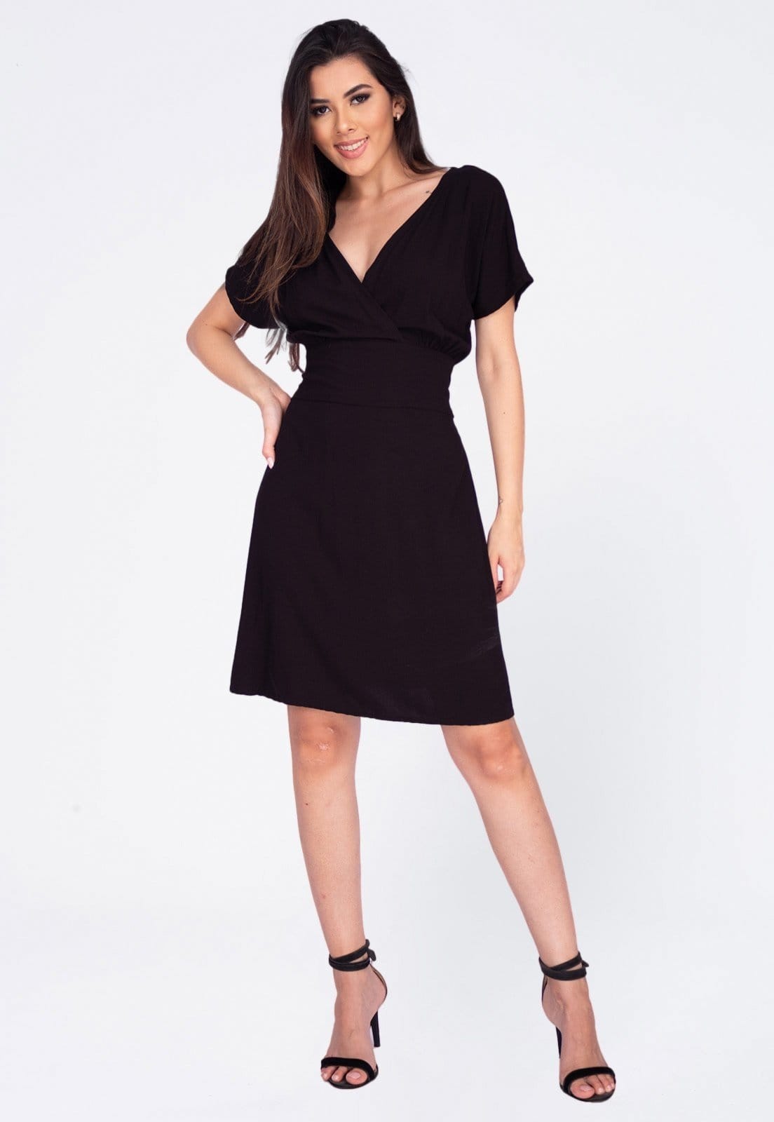 Vista 2 Vestido Curto Amazonia Vital Viscose Elastex nas Costas Amazonia Vital preto