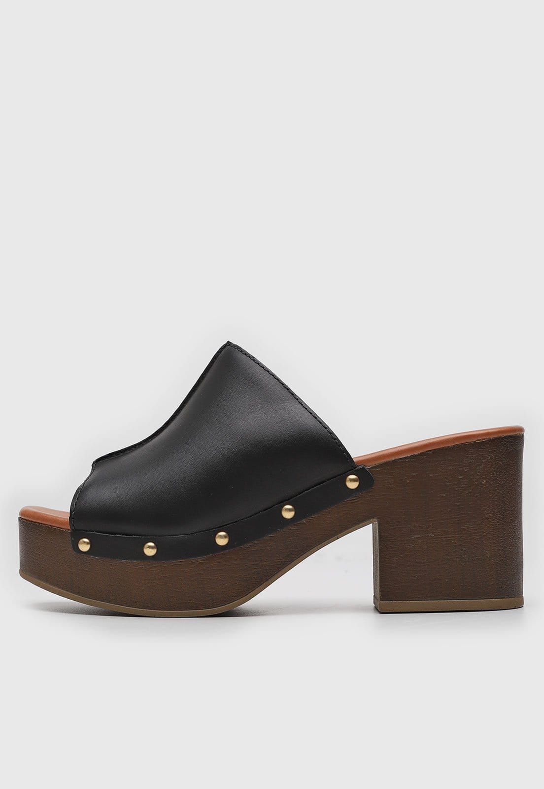 Sandália Feminina Bottero Salto Bloco Tachas Preta