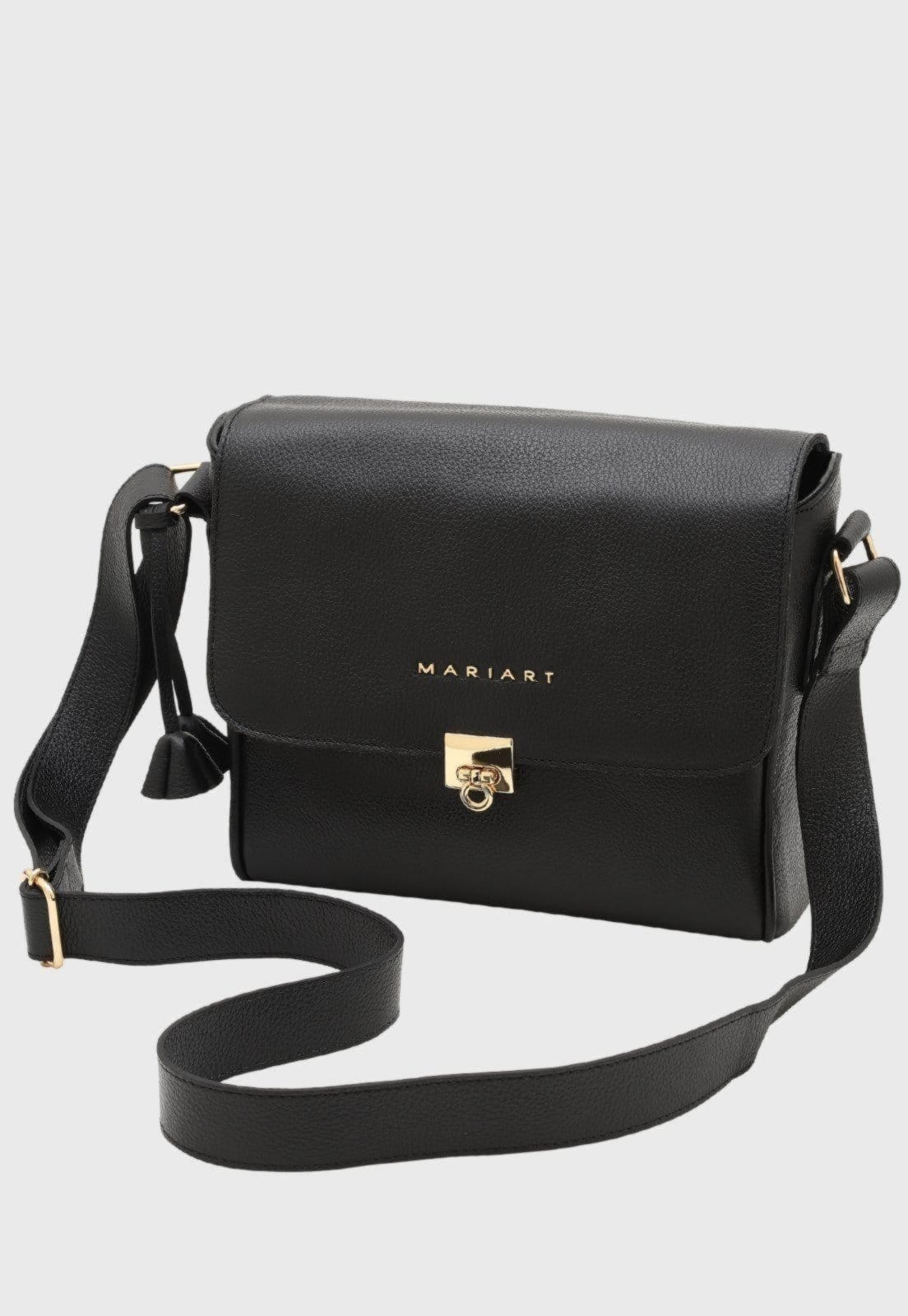 Bolsa Transversal Couro Mariart Âmbar Preta