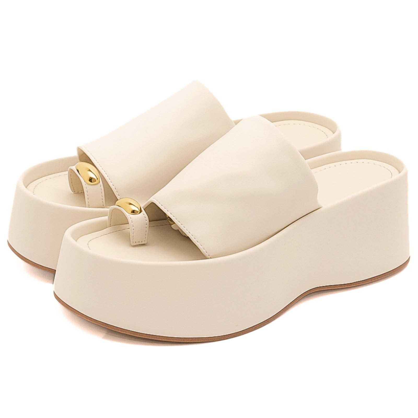 Vista 2 Sandália Tamanco Flat Plataforma Salto Alto 5001 Napa Off White Flor da Pele off-white white