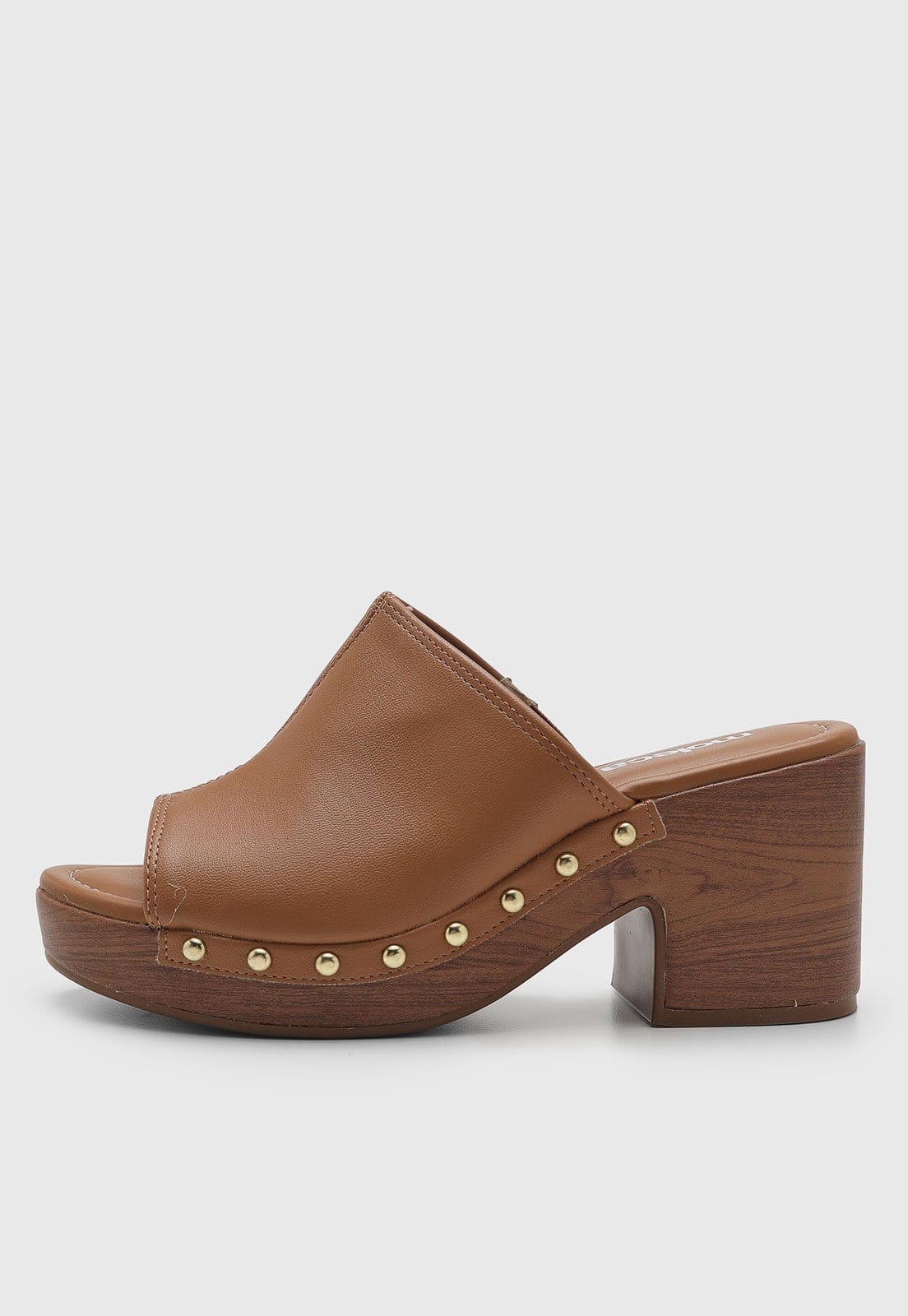 Vista principal Sandália Feminina Moleca Salto Grosso MOLECA caramelo