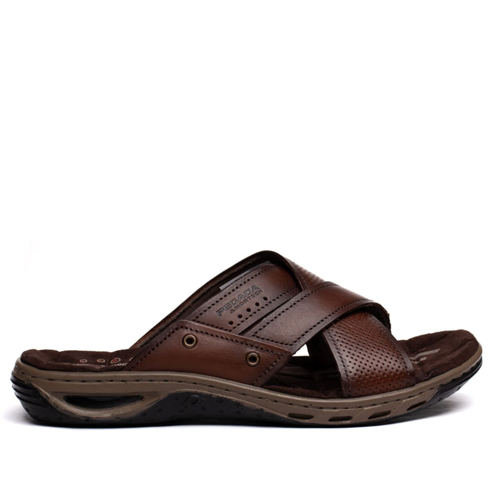 Vista 2 Infantil - Chinelo Slide Masculino Pegada Anilina Couro PEGADA marrom