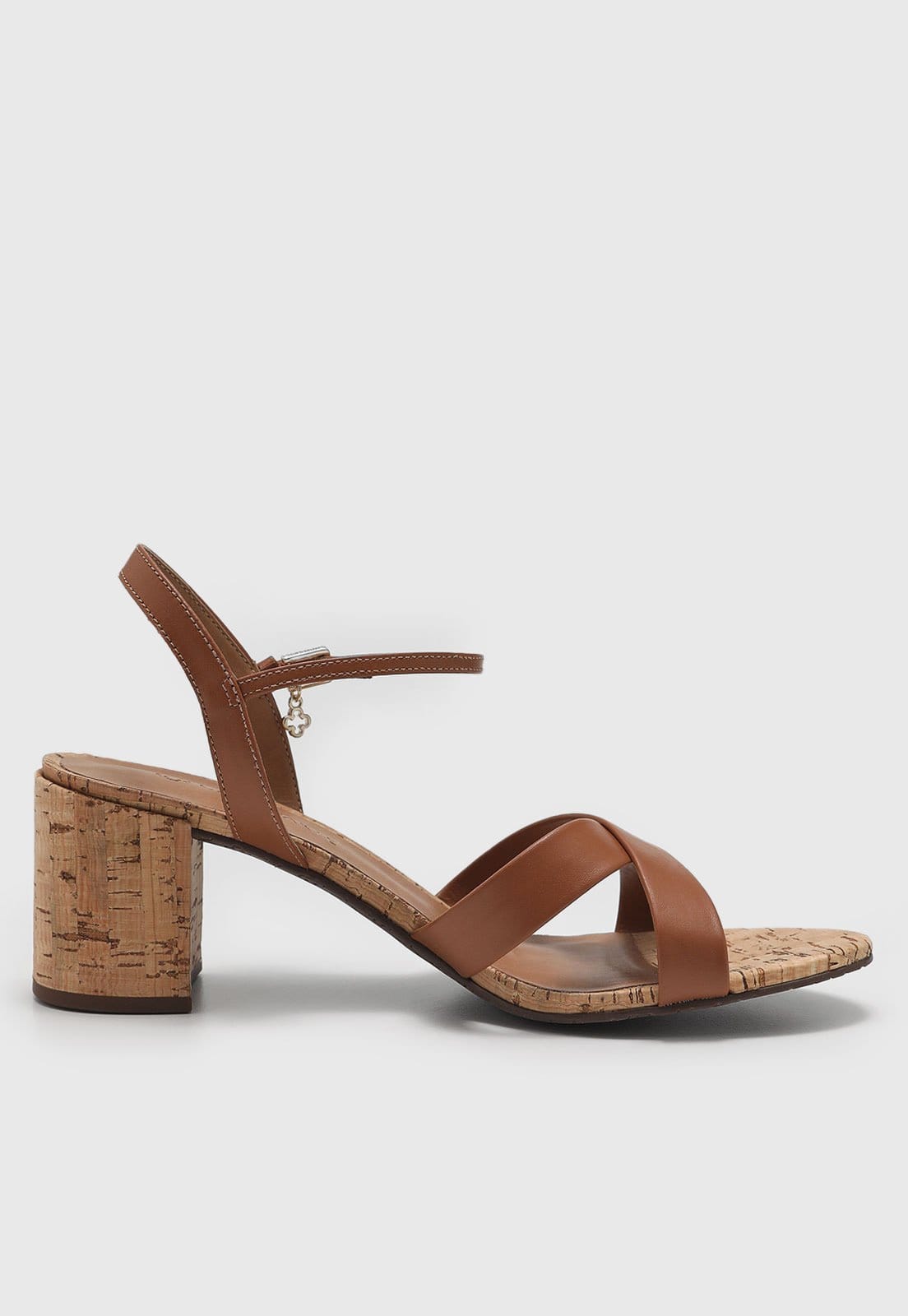 Vista 2 Sandália Feminina Capodarte Salto Bloco Cortiça Caramelo Capodarte marrom