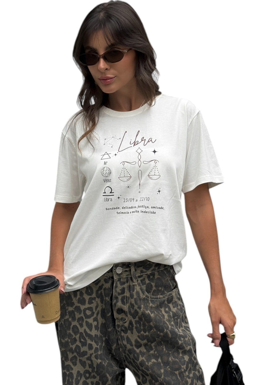Camiseta Cianitas Off Estampa Signo Libra