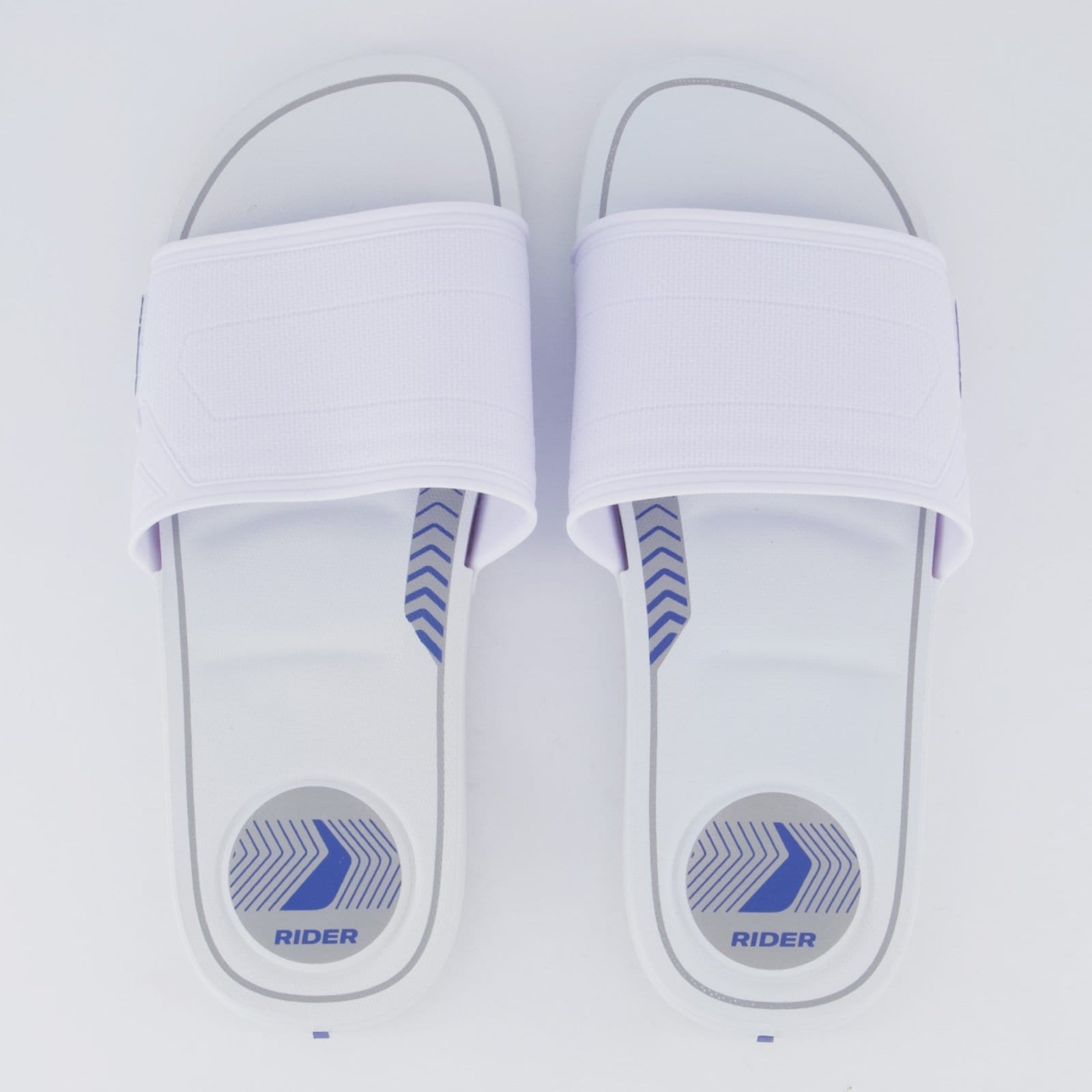 Vista principal Chinelo Slide Rider Start Branco e Azul Rider branco azul