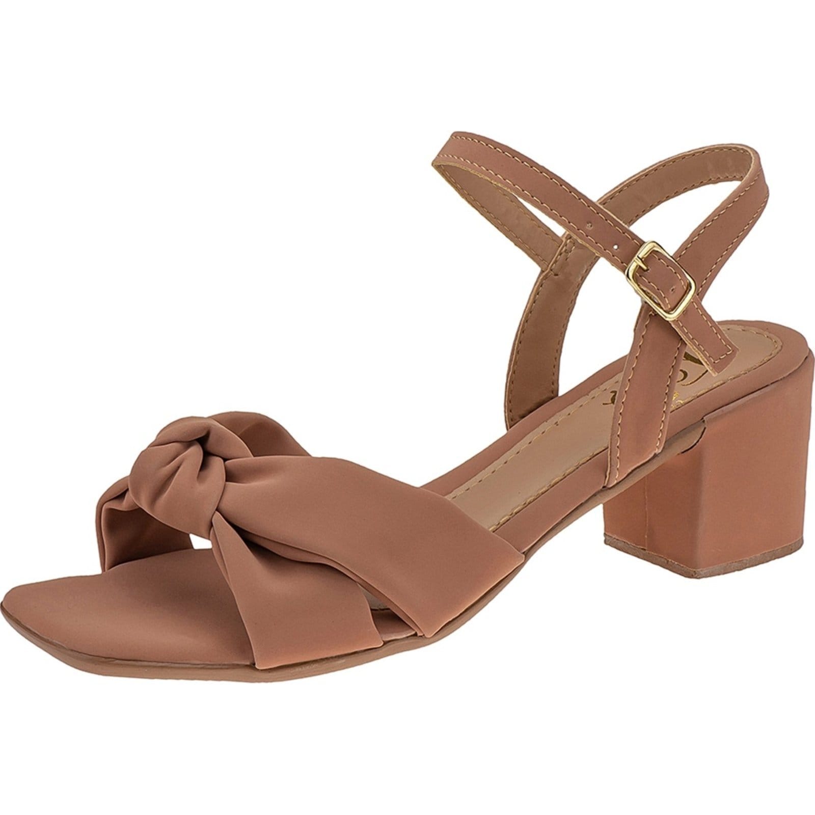 Sandalia Lóris Feminina de Tiras Cruzada em Nó Saltinho Medio Festa Confort 102
