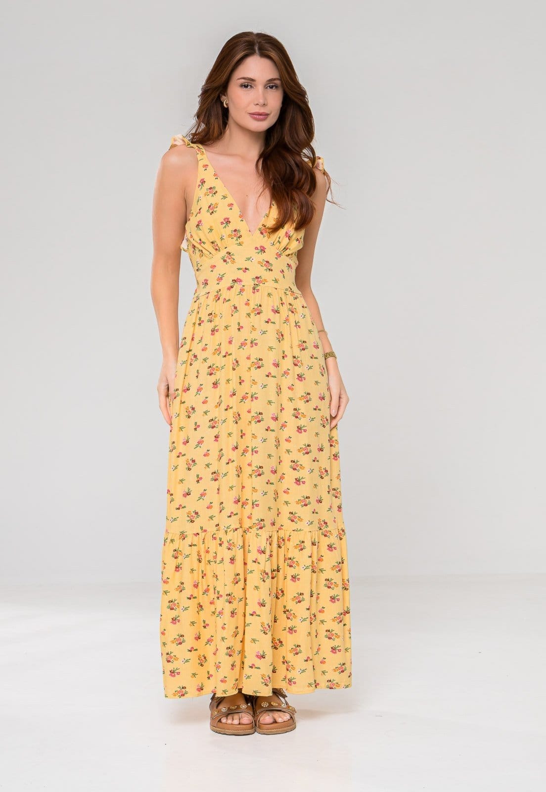 Vista principal Vestido Aura Alaíde Floral Luzente Aura amarelo