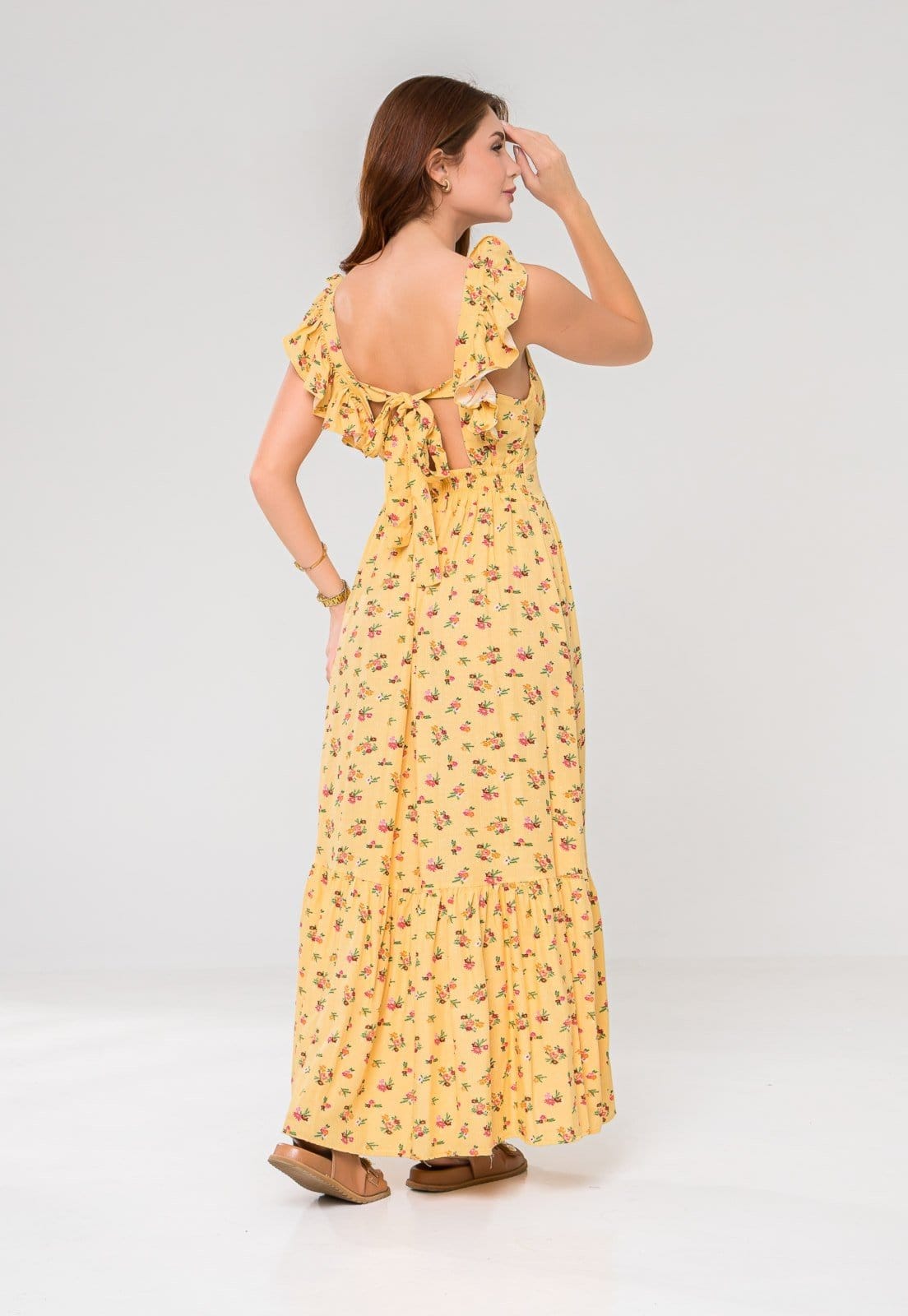 Vista 2 Vestido Aura Alaíde Floral Luzente Aura amarelo