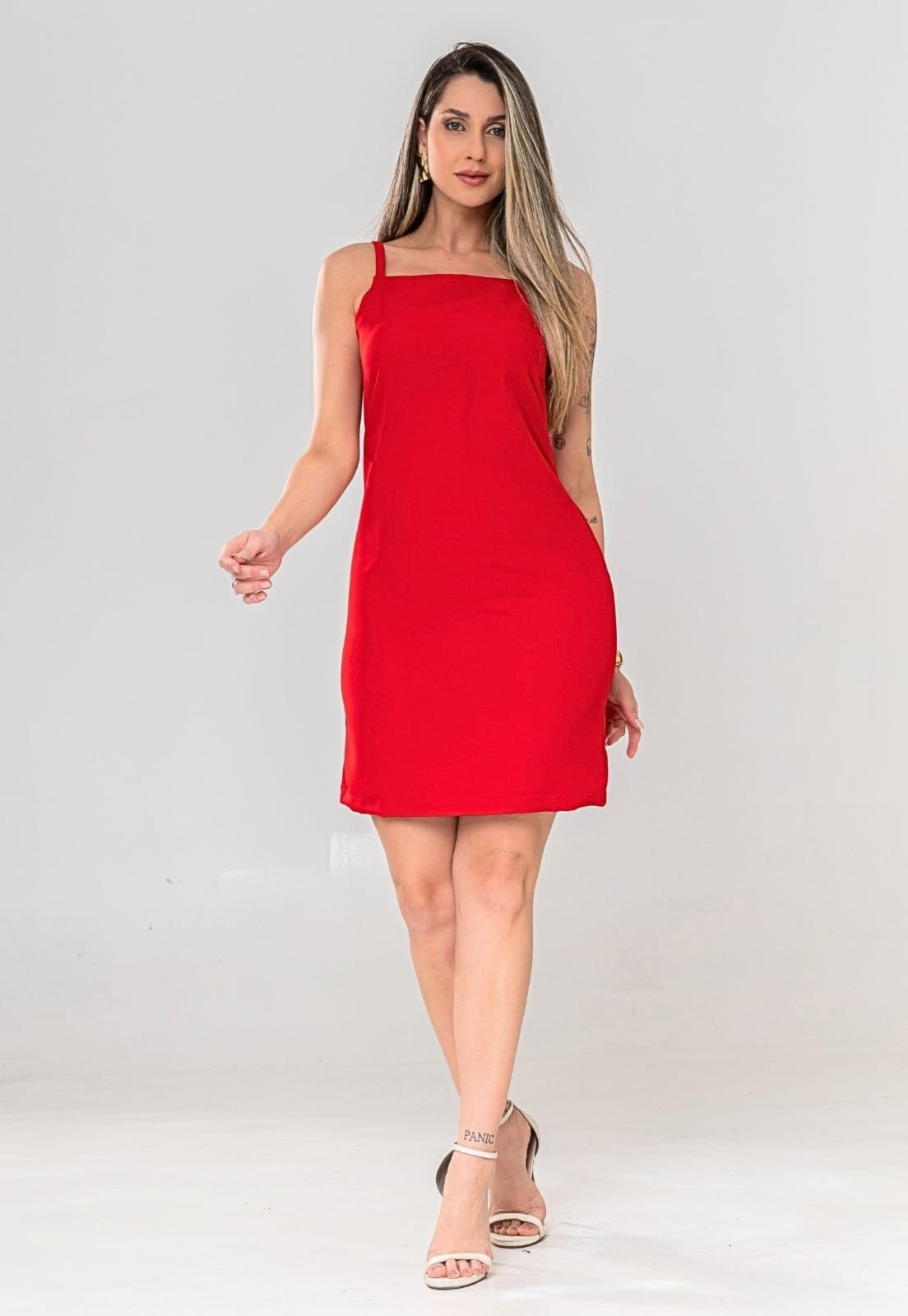 Vestido Curto Liso Casual Chique Alça Reguladora Moda Verão Cor