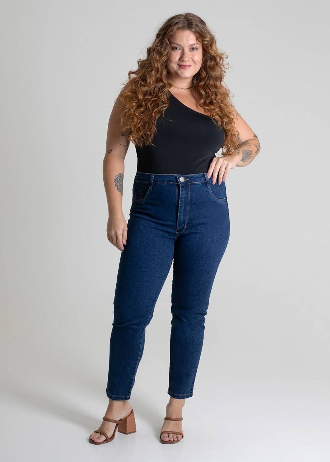 Vista 2 Calça Jeans Sawary Cropped Plus Size - 279370 Sawary azul
