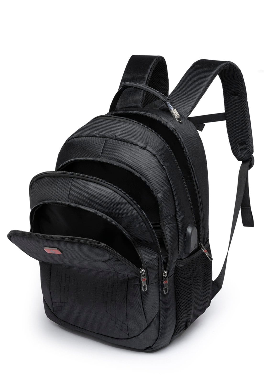 Vista 2 Mochila Executiva Entrada USB Notebook Reforçada Trabalho Viagem SWICKY preto