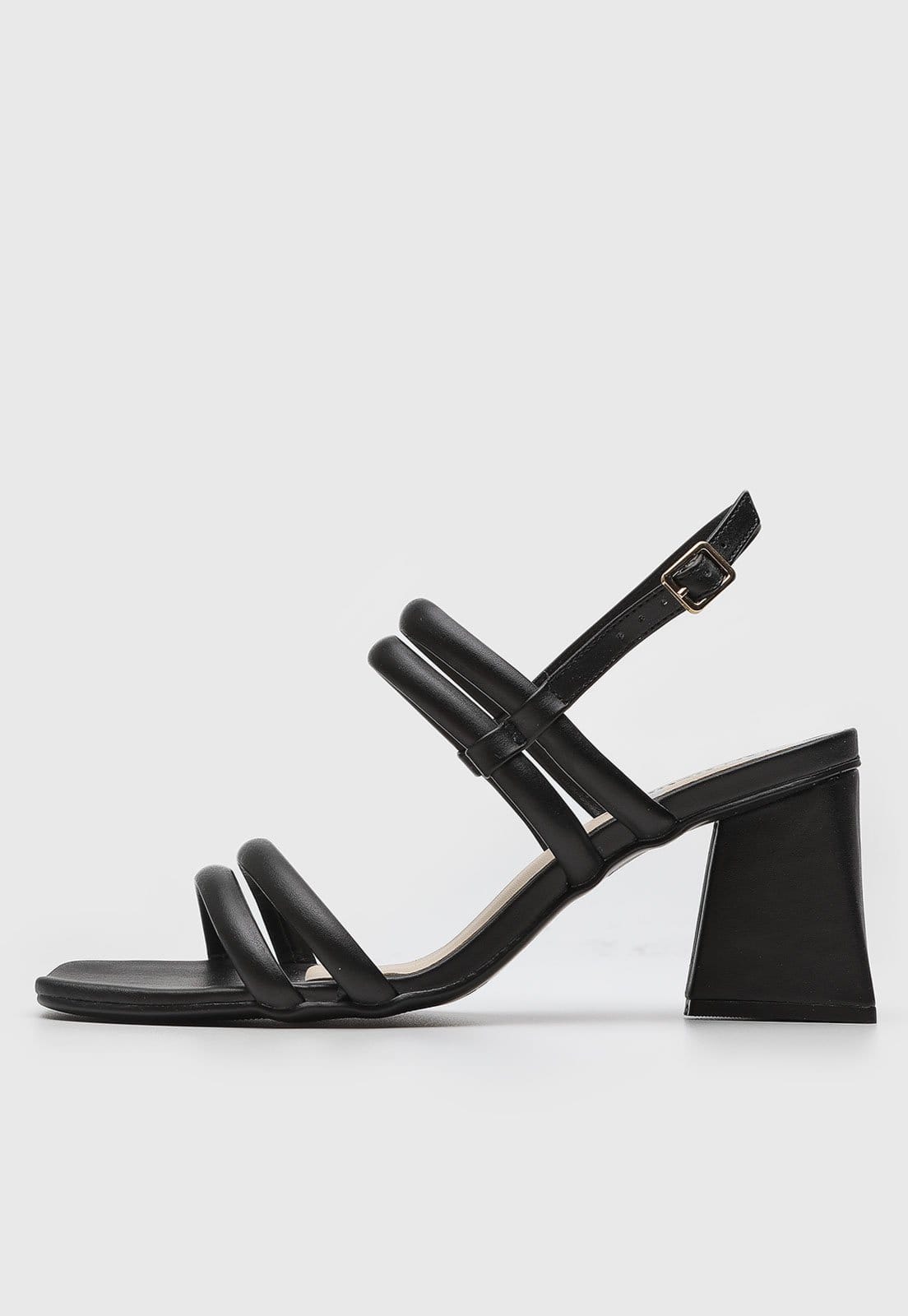 Sandália Feminina cê Salto Bloco Médio Preta