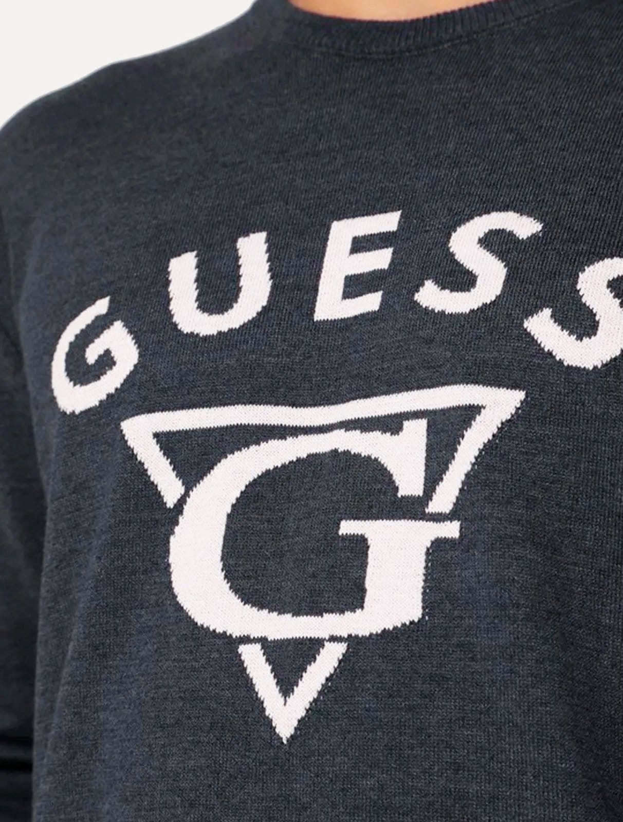 Vista 2 Blusa Guess Masculina Tricot Pullover Triangulo Guess azul marinho